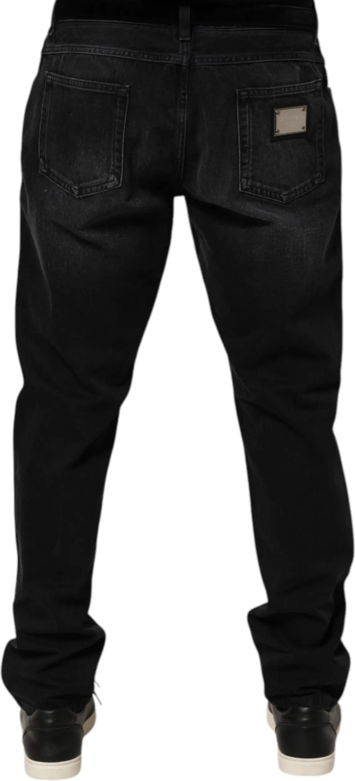Dolce & Gabbana Qora yuvilgan paxta Skinny Erkaklar Jinsi Shimlar