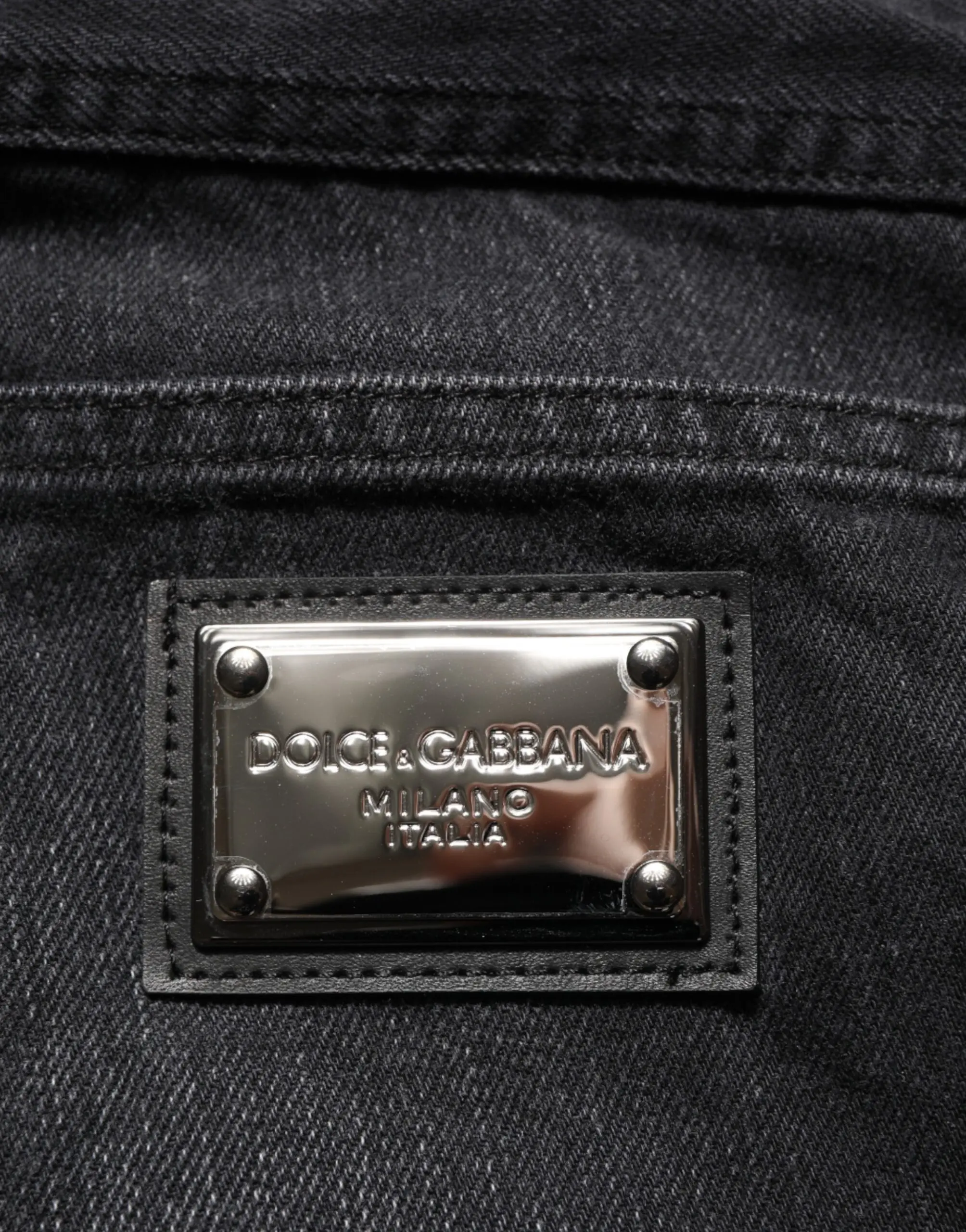 Dolce & Gabbana Qora yuvilgan paxta Skinny Erkaklar Jinsi Shimlar