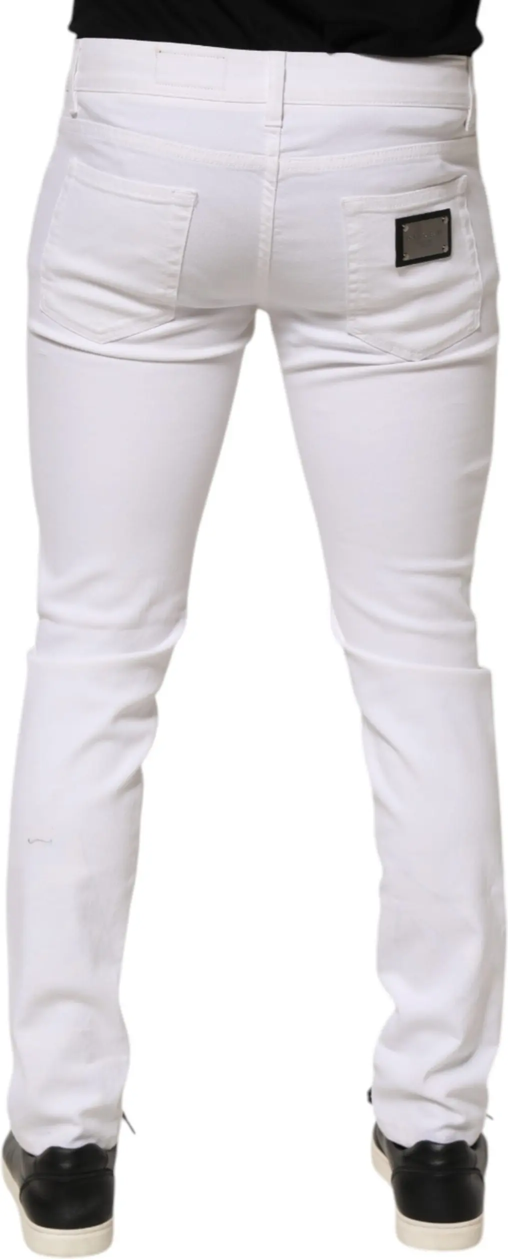 White Ripped Cotton Skinny Men Denim Jeans by Dolce & Gabbana