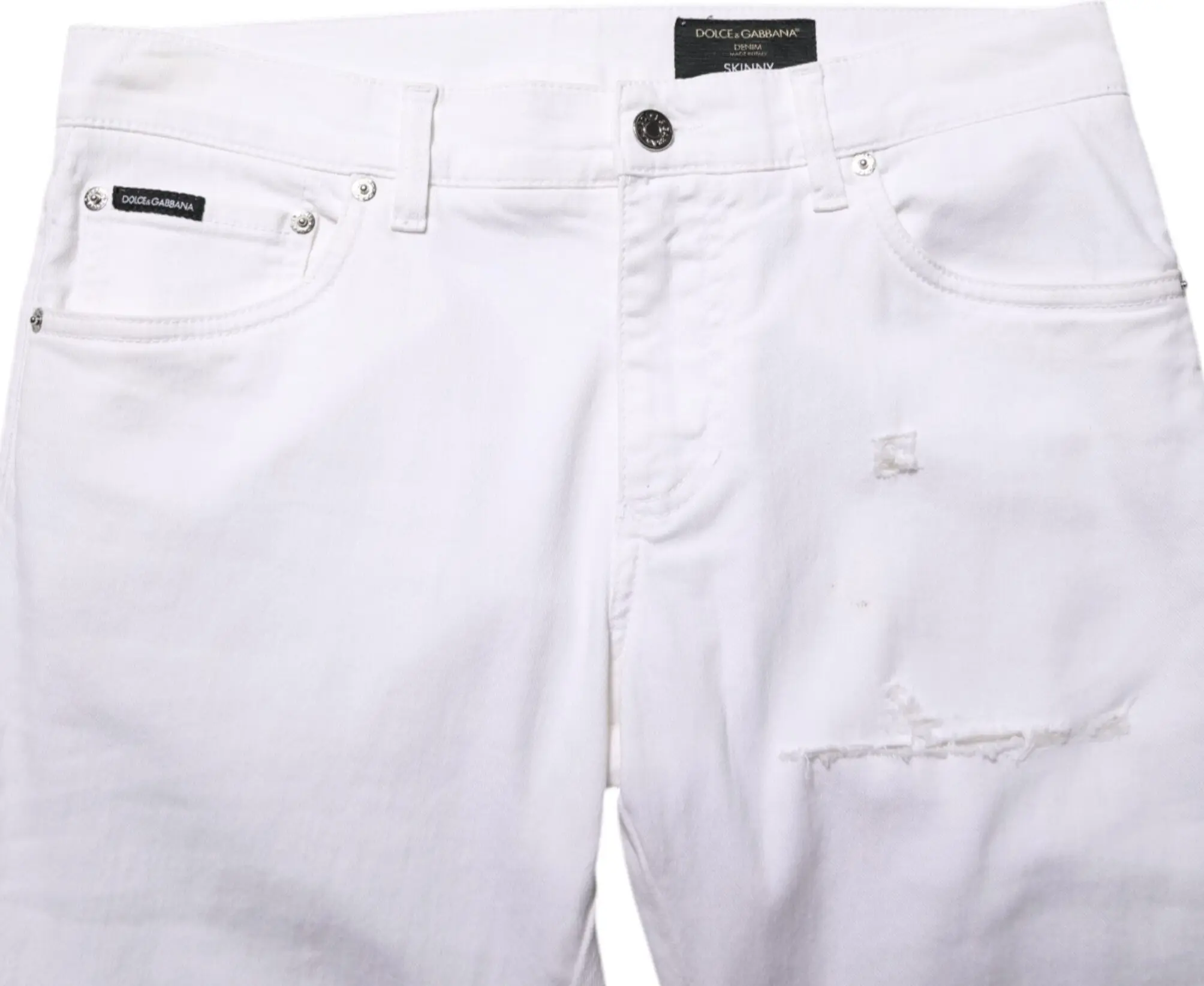 White Ripped Cotton Skinny Men Denim Jeans by Dolce & Gabbana