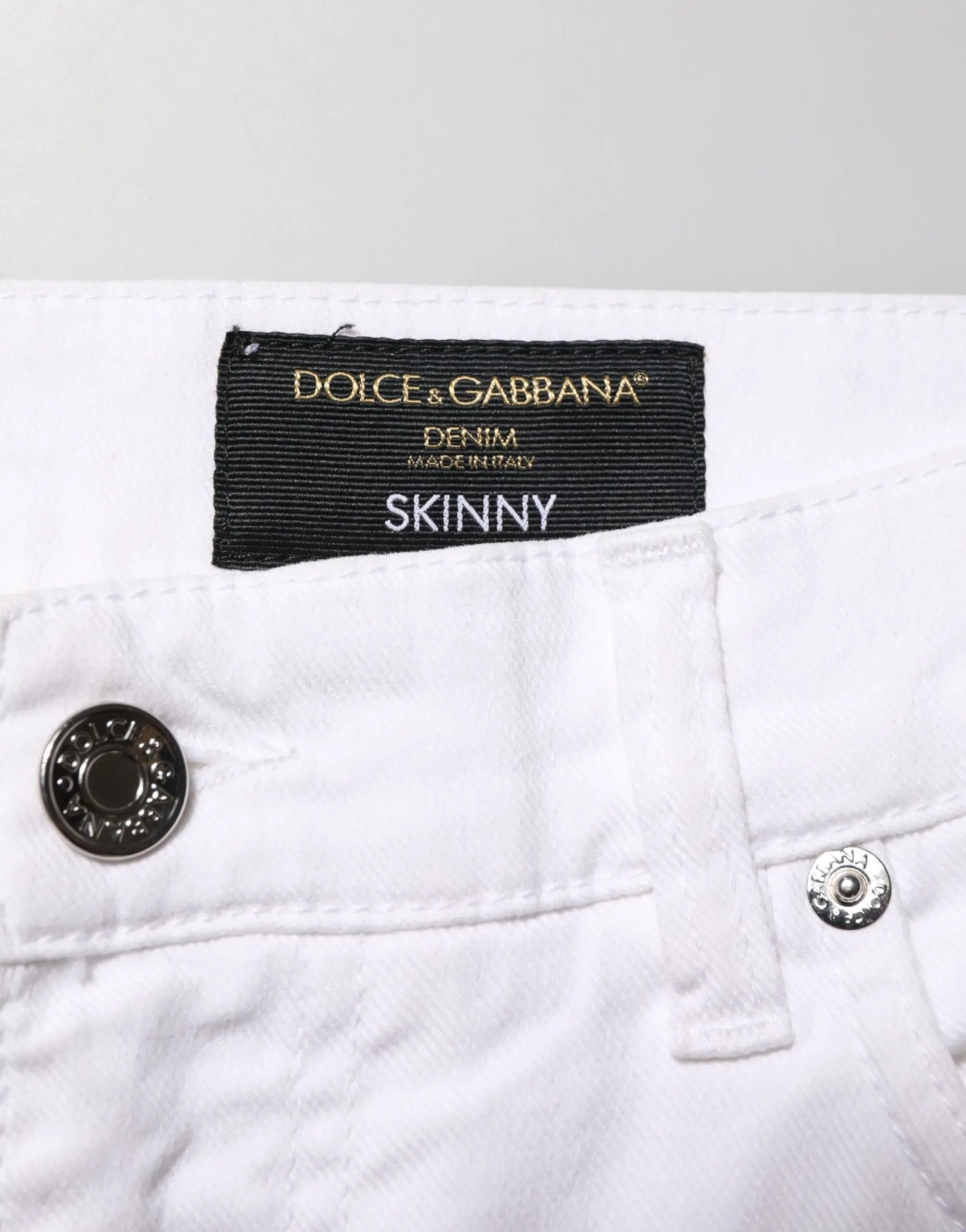 White Ripped Cotton Skinny Men Denim Jeans by Dolce & Gabbana