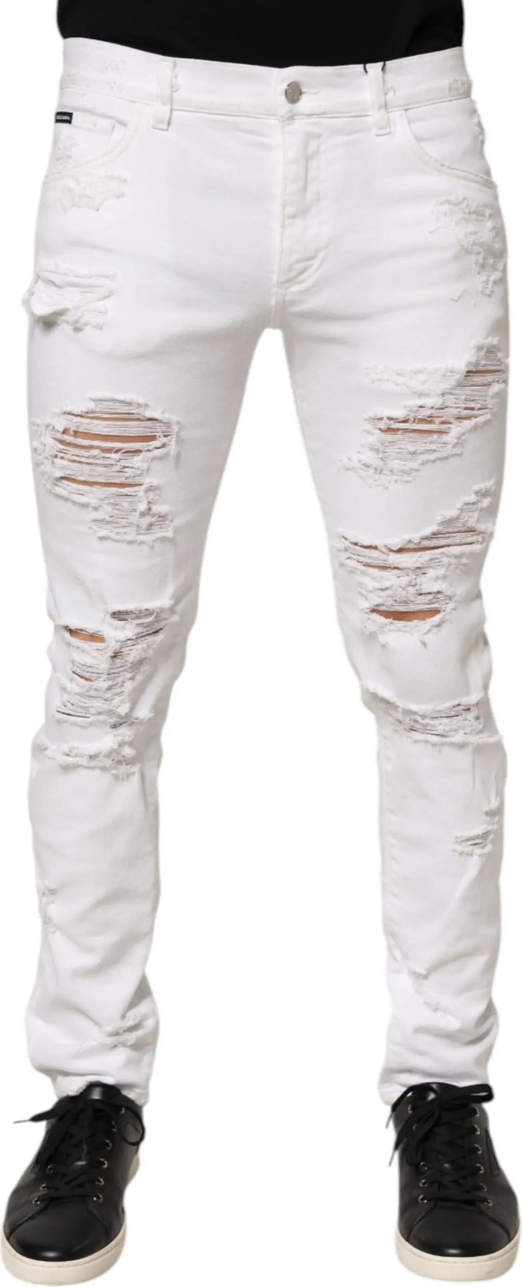 White Distressed Ripped Denim Trouser Jeans Dolce & Gabbana