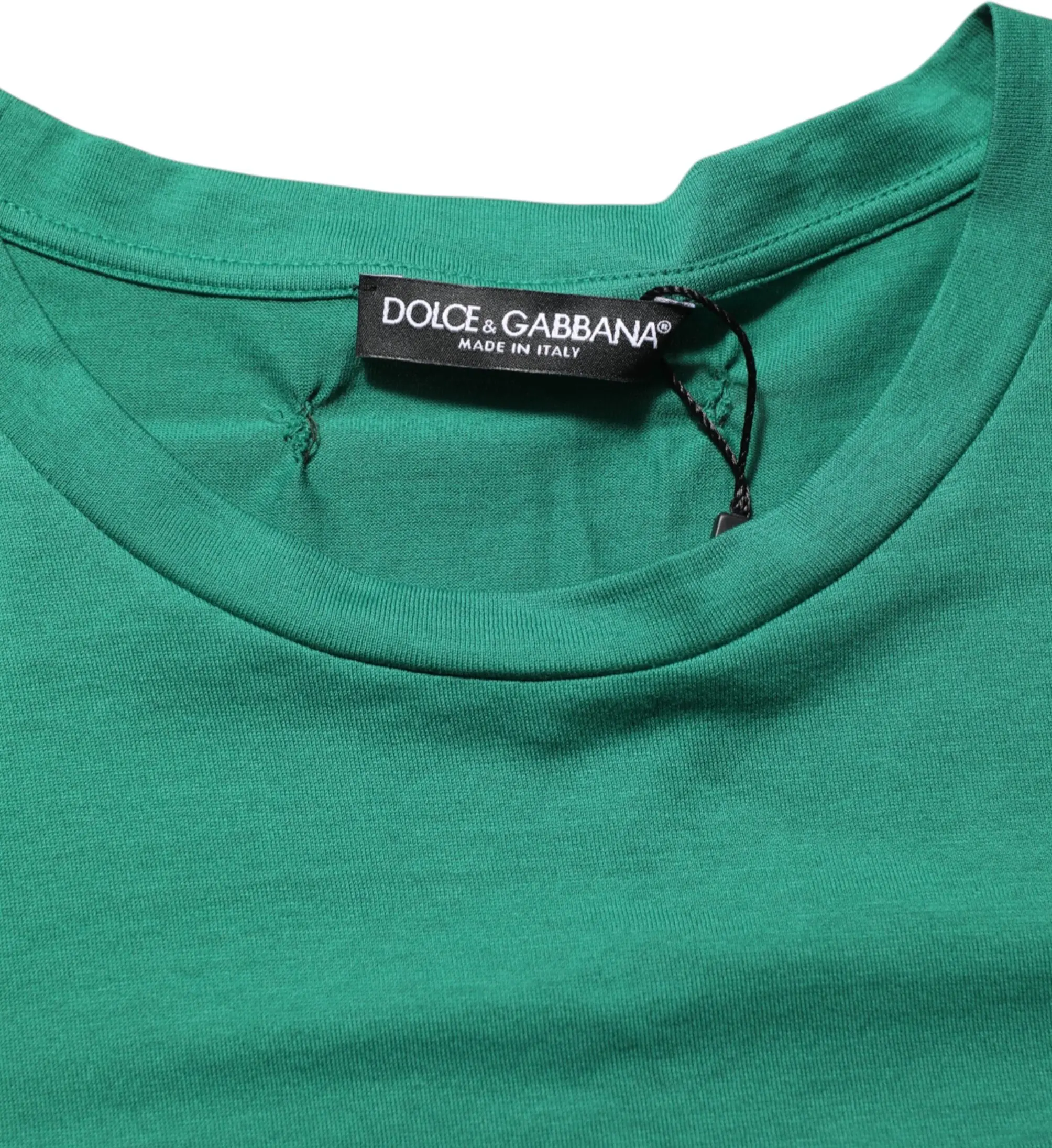 Green Cotton Graphic Logo Print Crewneck T-shirt Dolce & Gabbana