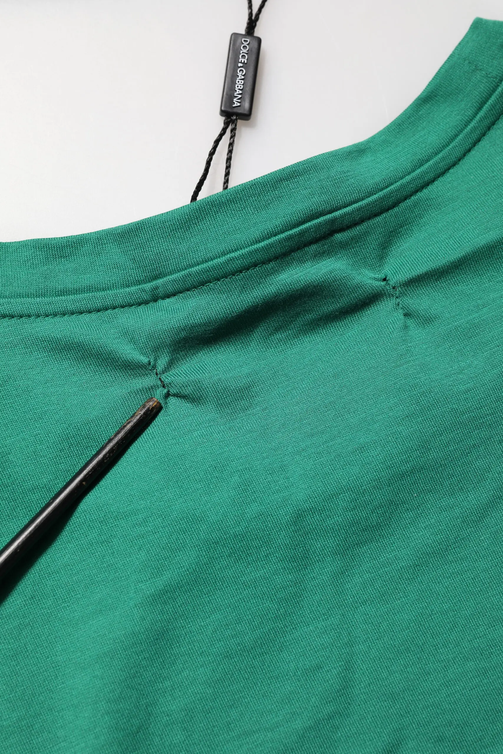 Green Cotton Graphic Logo Print Crewneck T-shirt Dolce & Gabbana