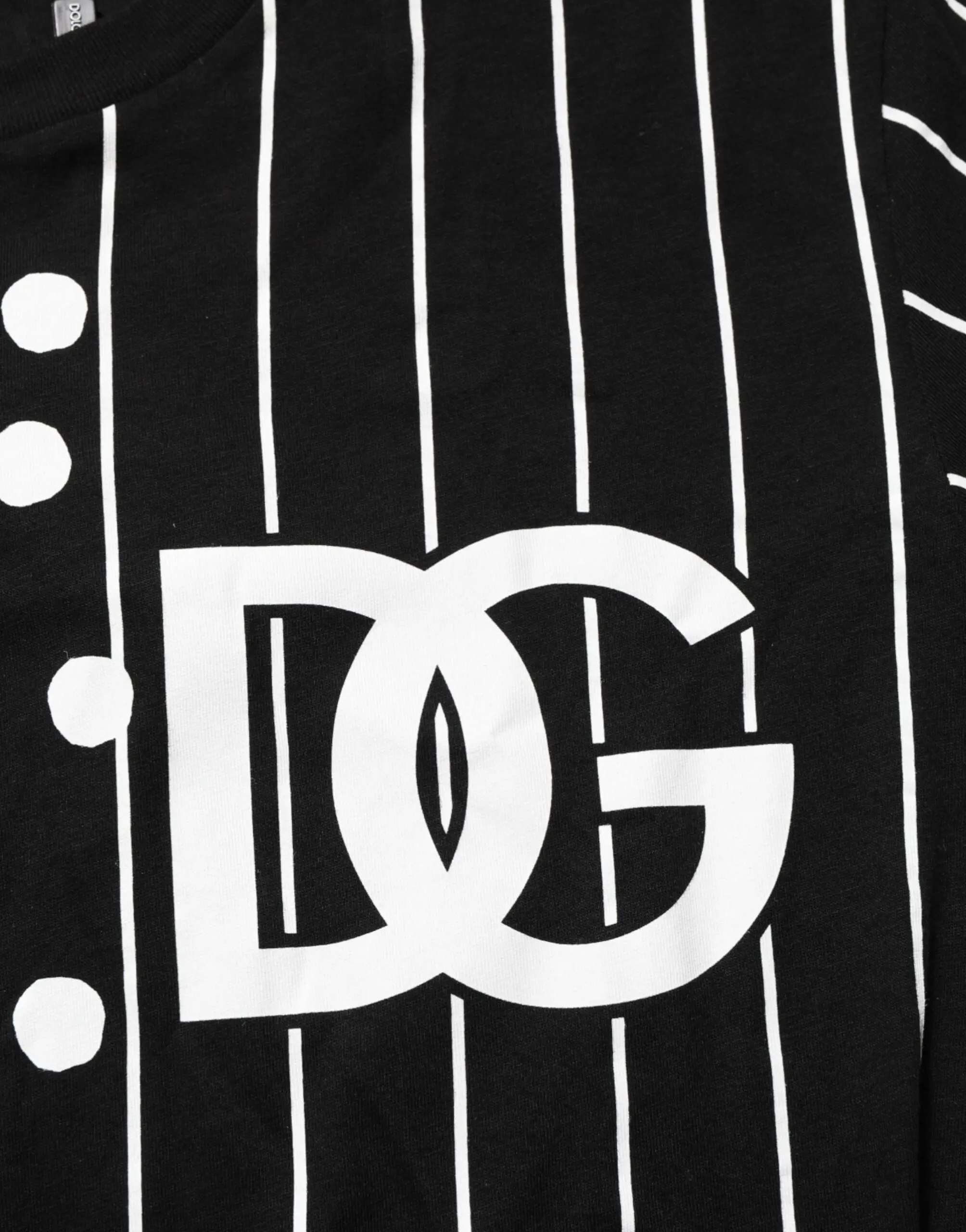 Black Cotton Polka Dots Round Neck T-shirt Dolce & Gabbana