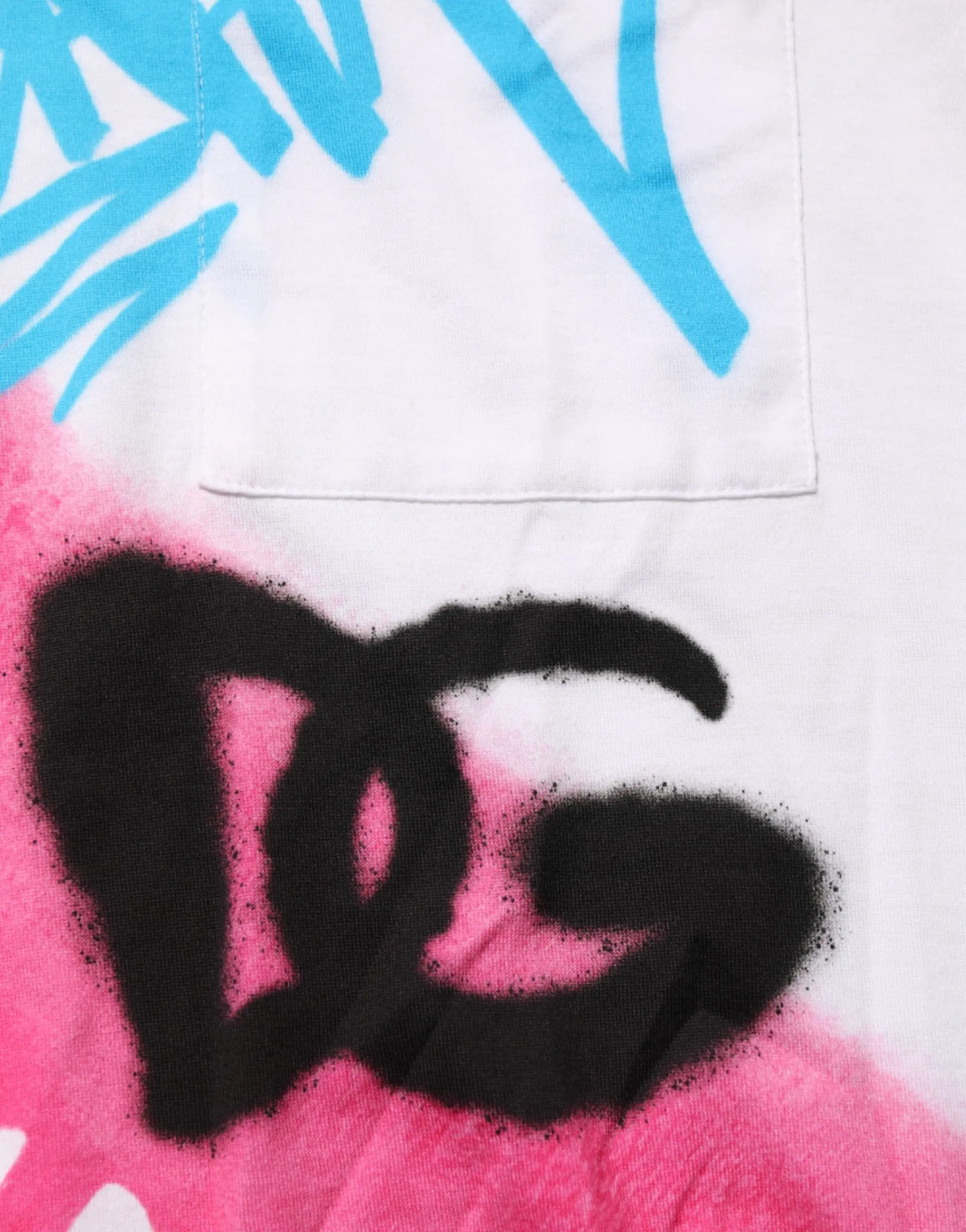 Oq rangli grafik printli, dumaloq yakali Dolce & Gabbana paxta futbolka