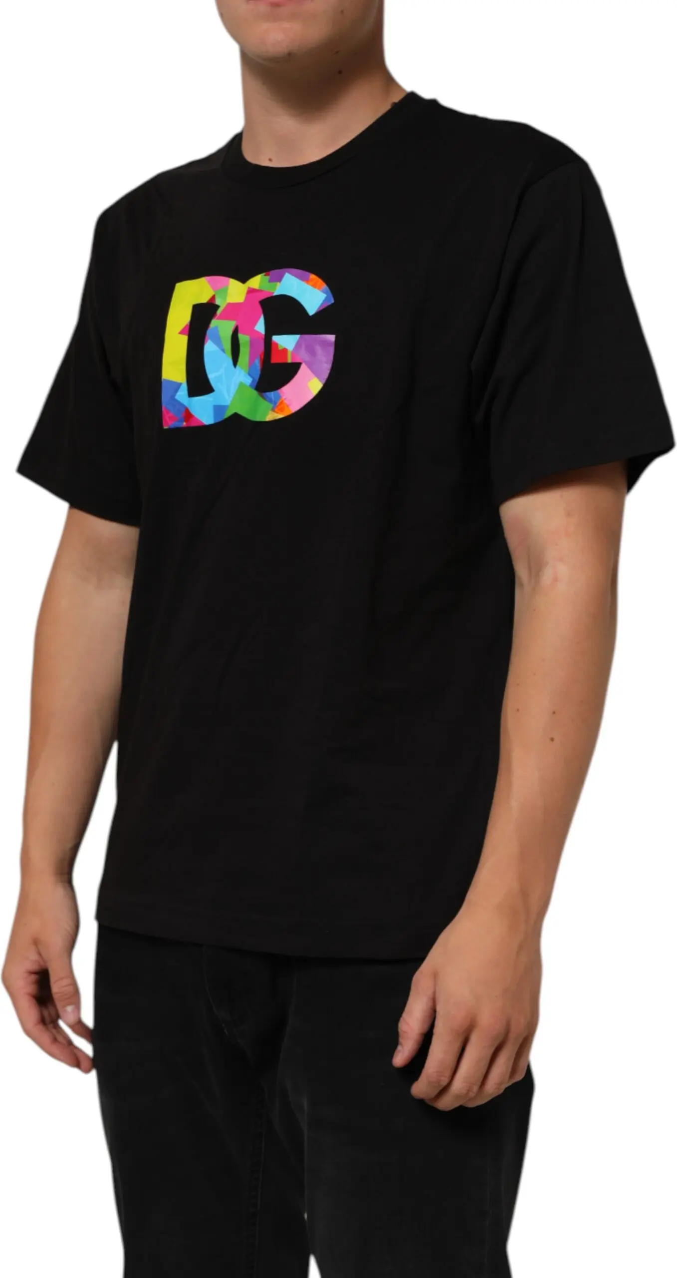 Dolce & Gabbana logotipli qora paxta futbolka