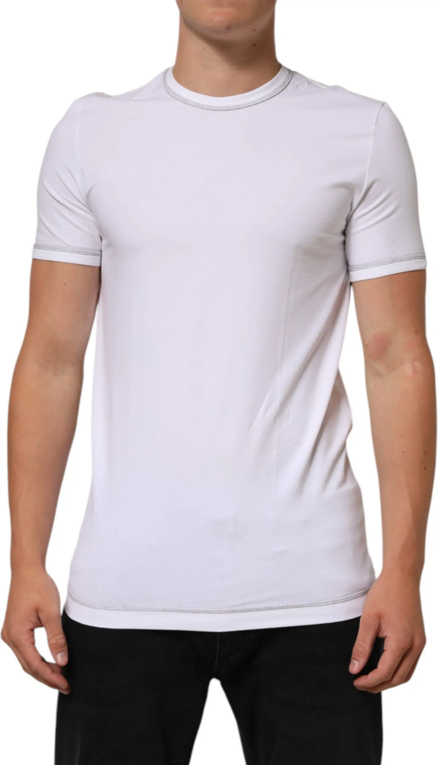 White Cotton Round Neck Men Underwear T-shirt Dolce & Gabbana