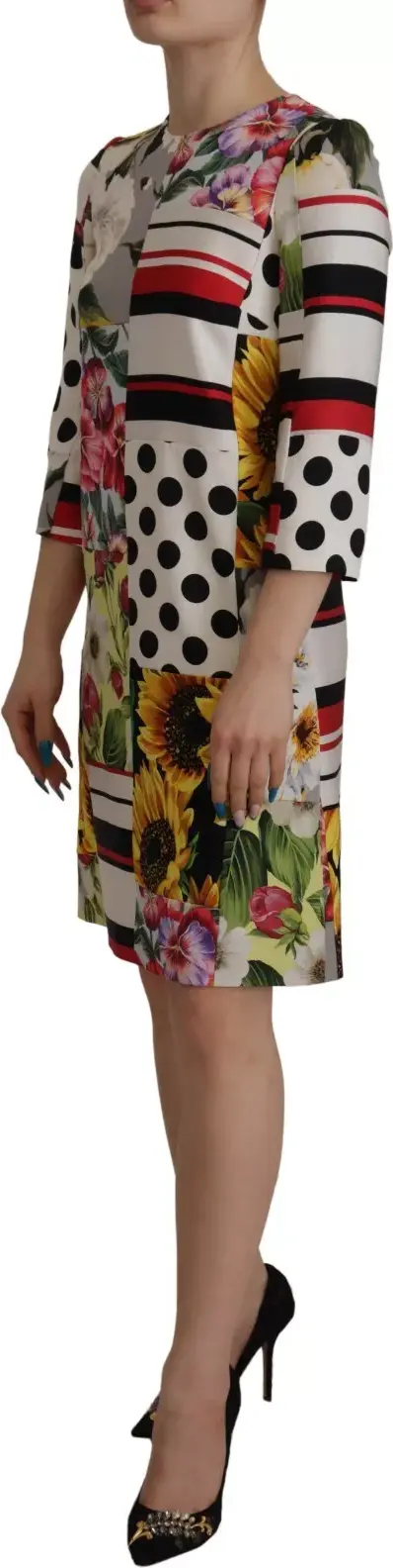 Multicolor Patchwork Charmeuse Dress Dolce & Gabbana