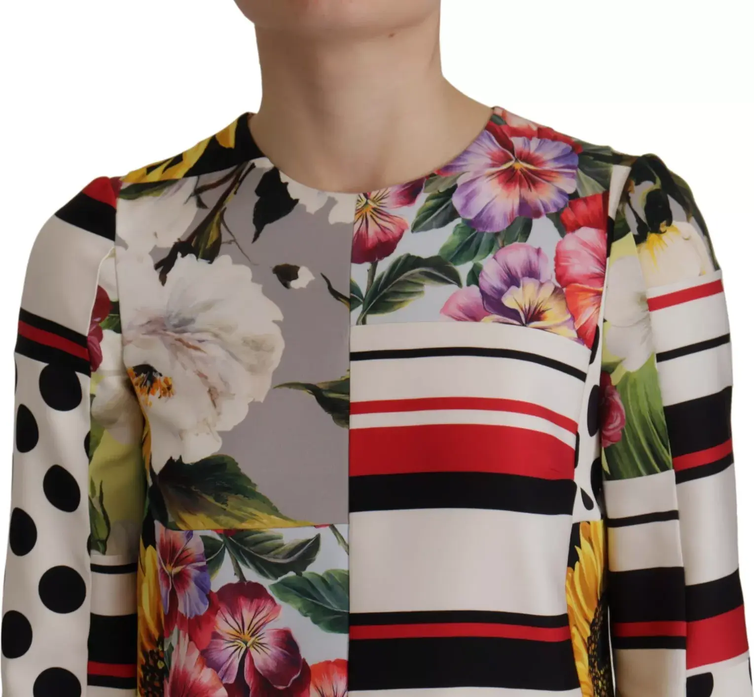 Multicolor Patchwork Charmeuse Dress Dolce & Gabbana