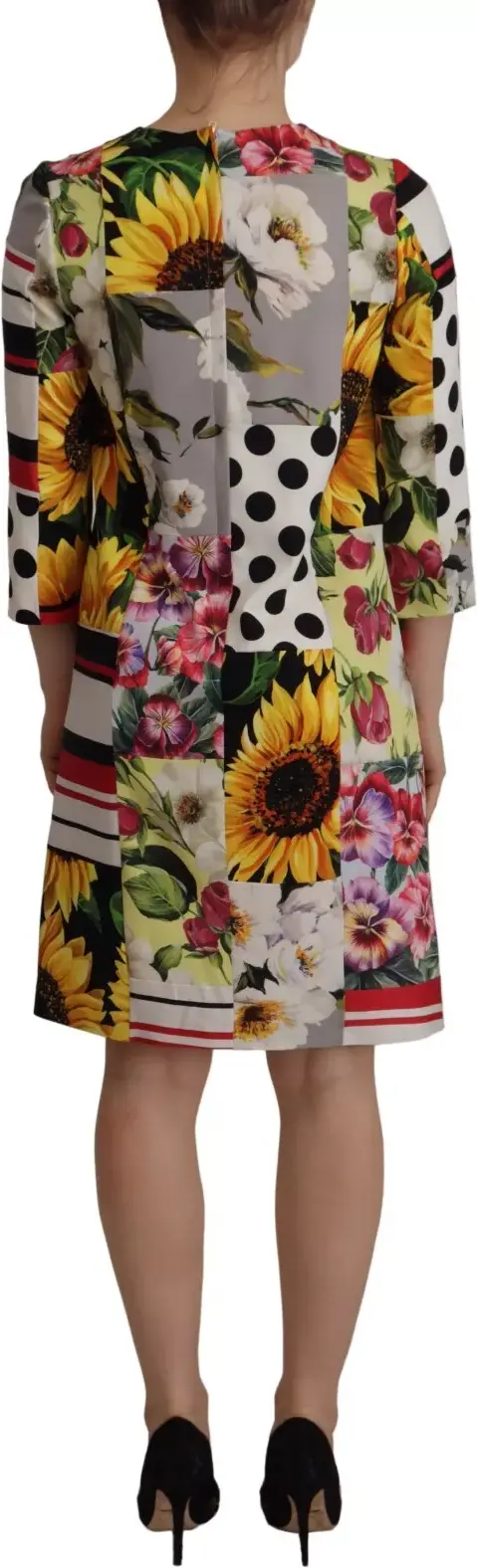Multicolor Patchwork Charmeuse Dress Dolce & Gabbana