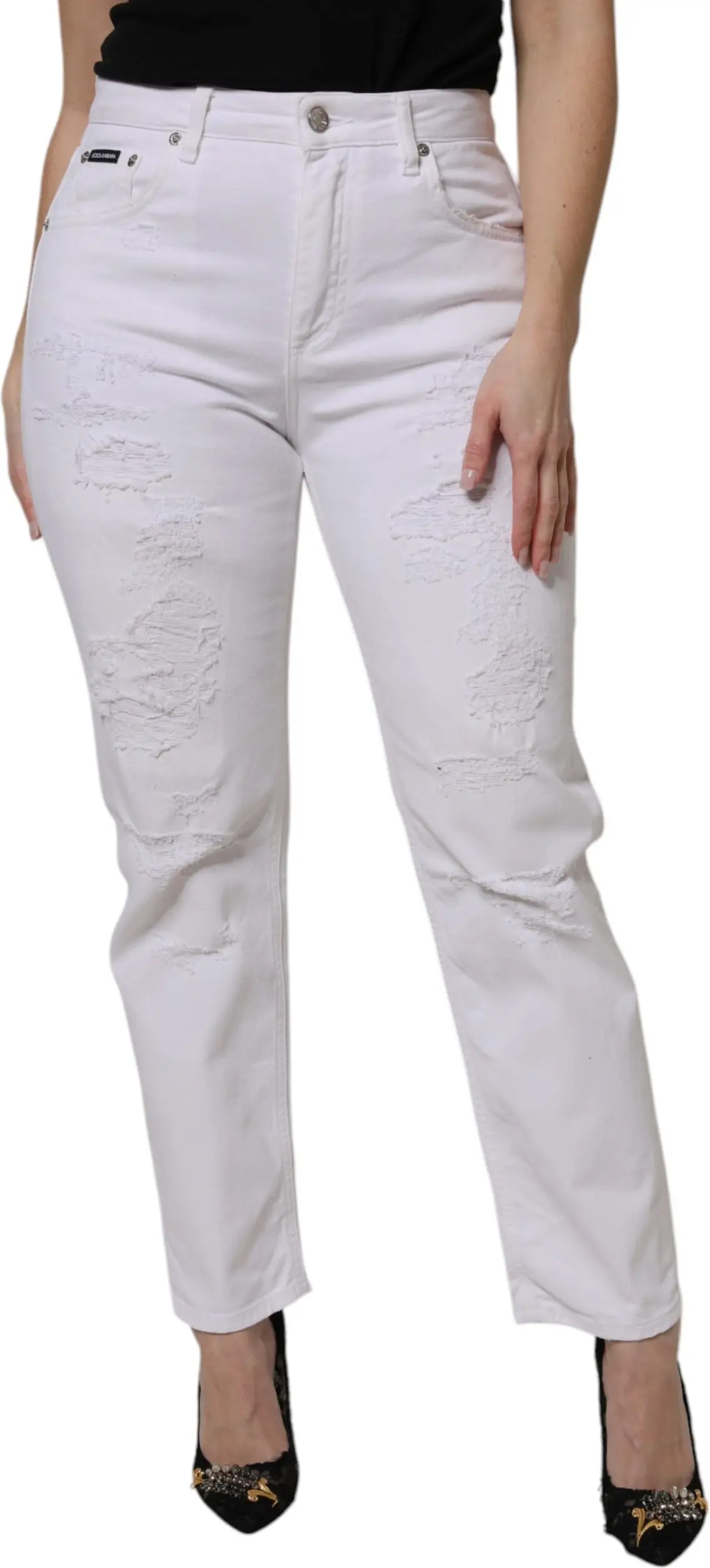 Jeans BOYFRIEND White Cotton Tattered