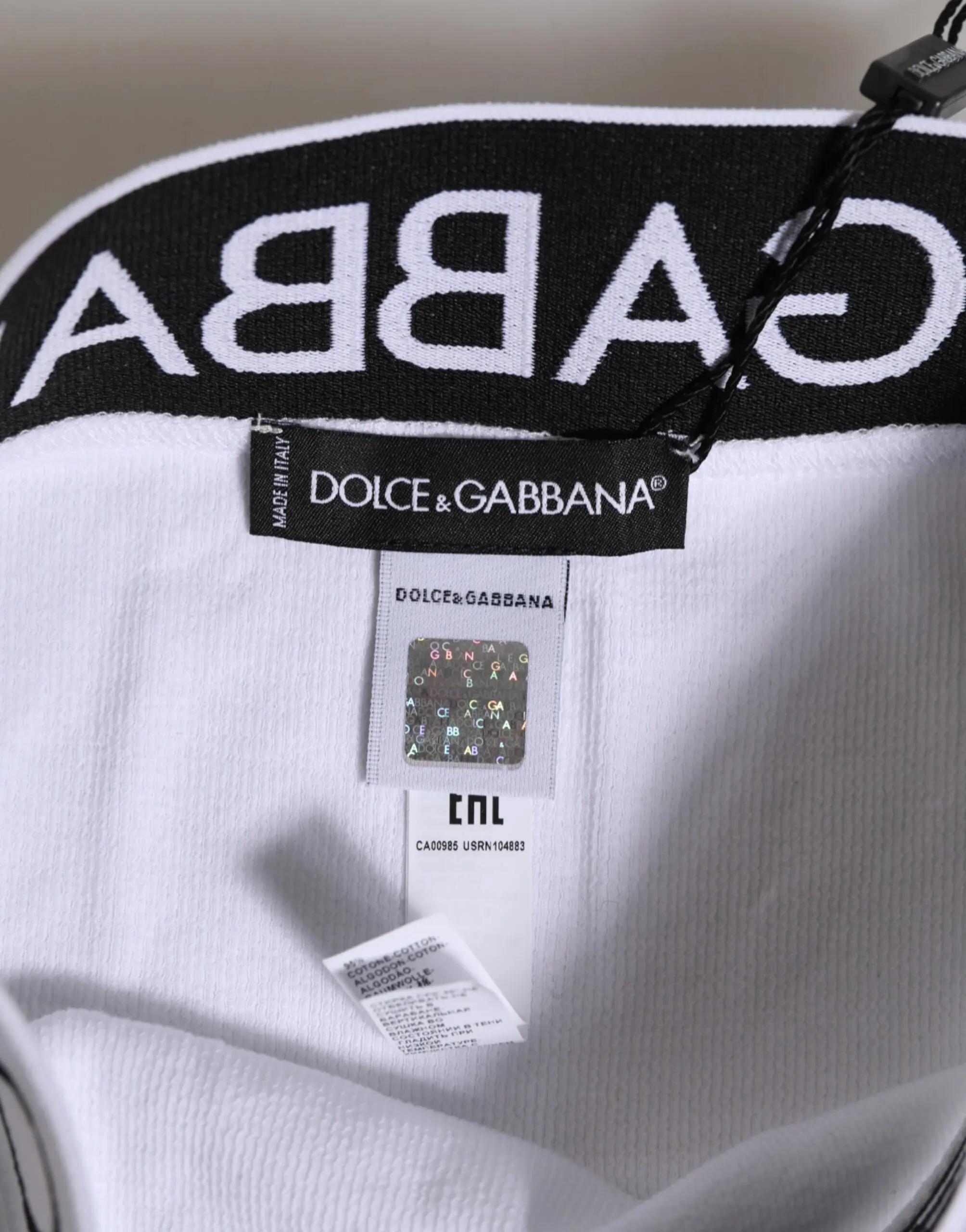 Трусы-слипы Белые Хлопок Стрейч Высокая Талия Трусы Нижнее Белье Dolce & Gabbana