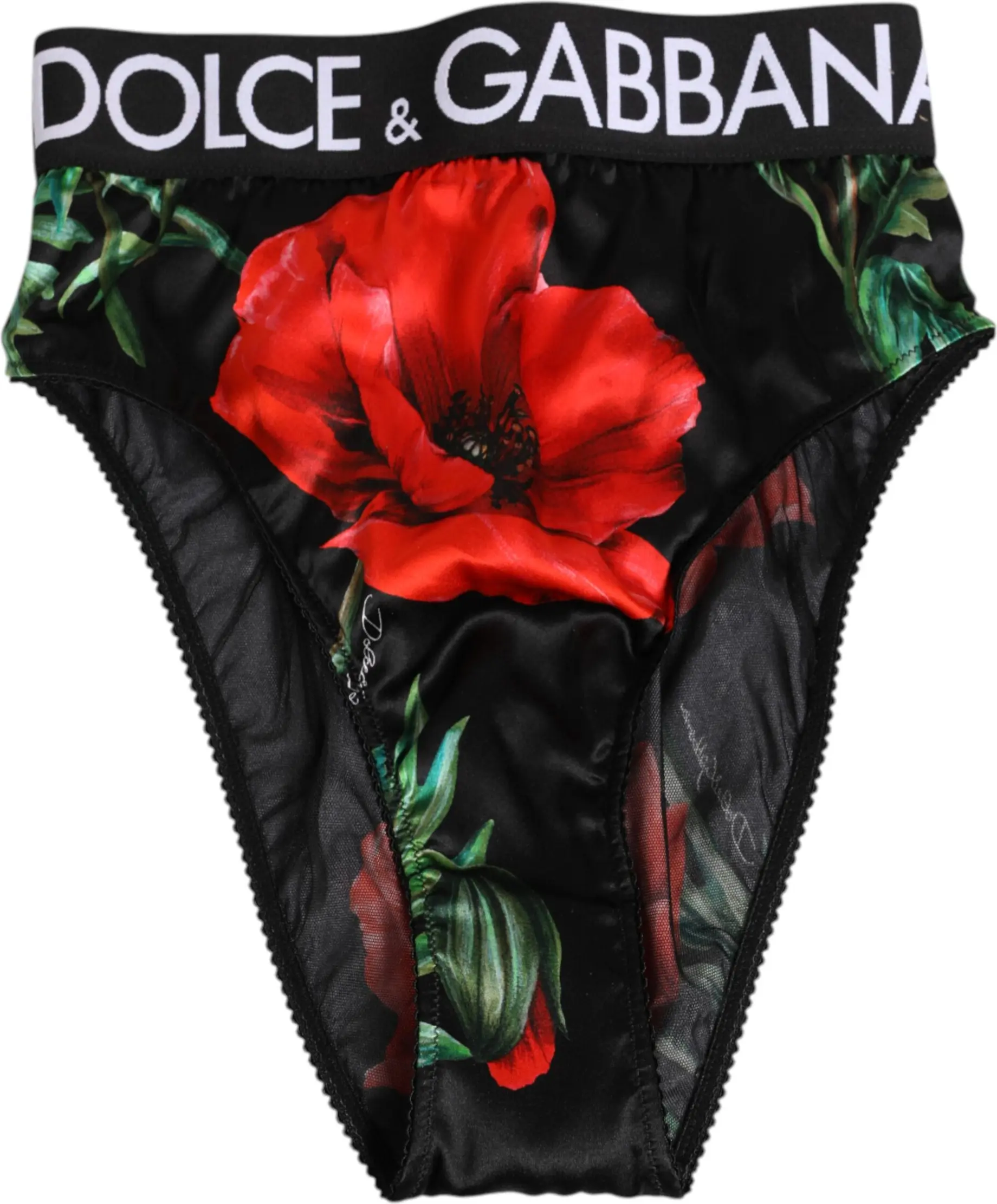 Panty Underwear Dolce & Gabbana Black Floral Silk High Waist