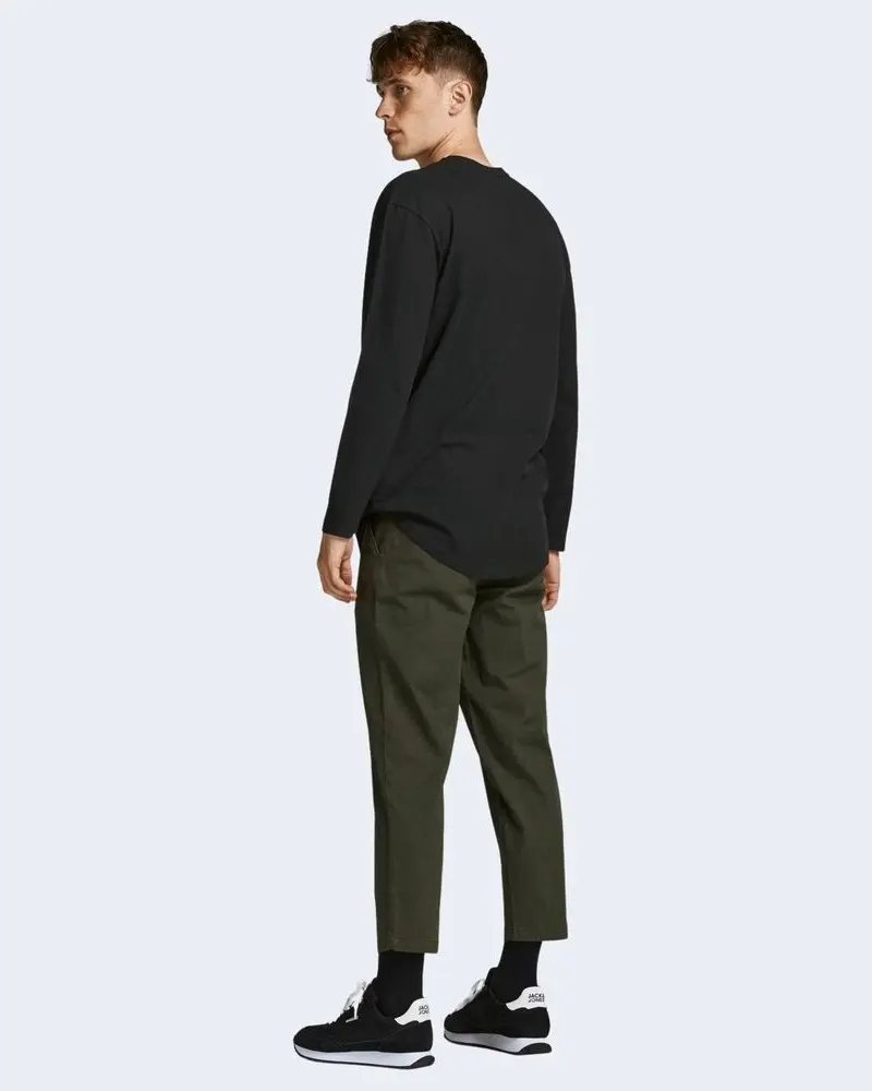 Футболка Jack & Jones Черная хлопковая с длинным рукавом