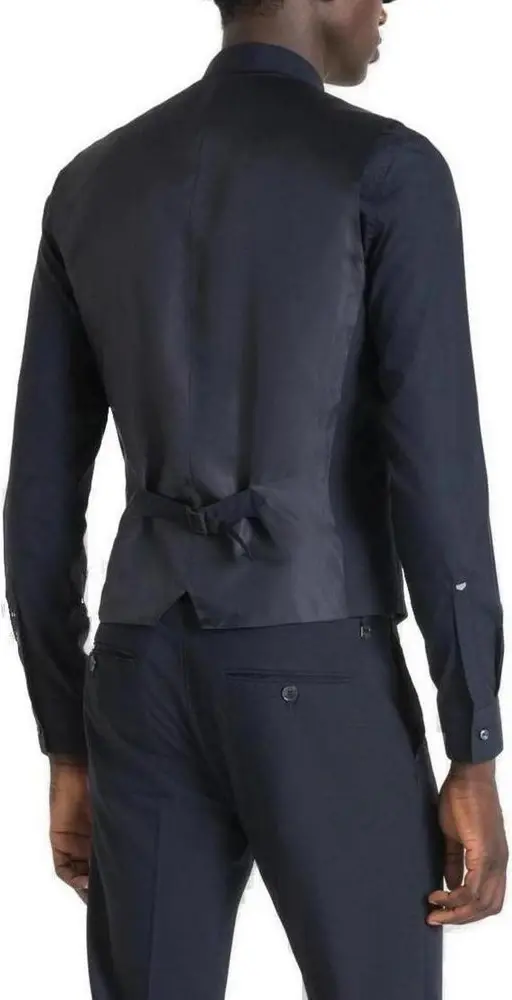 Blue Polyester Waistcoat Antony Morato