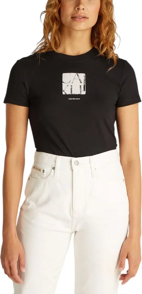 Calvin Klein Jeans qora qayta ishlangan paxta futbolka