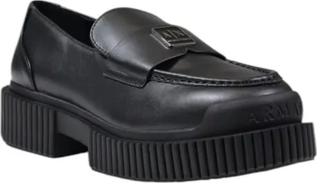 Black Leather Platform Pumps