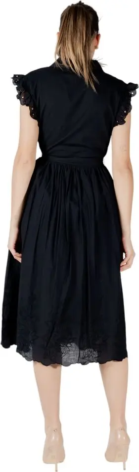 Black Cotton Midi Dress Vila Clothes