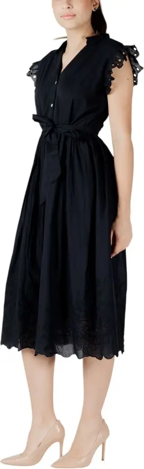Black Cotton Midi Dress Vila Clothes