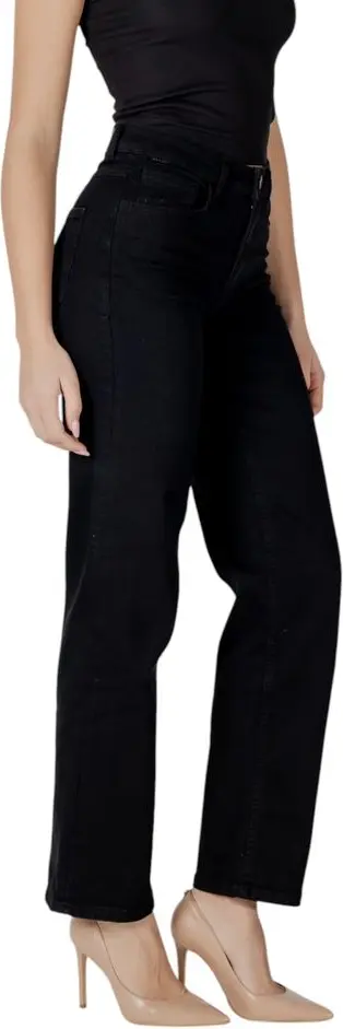 Jeans ICHI Black Cotton Relaxed Fit Jeans