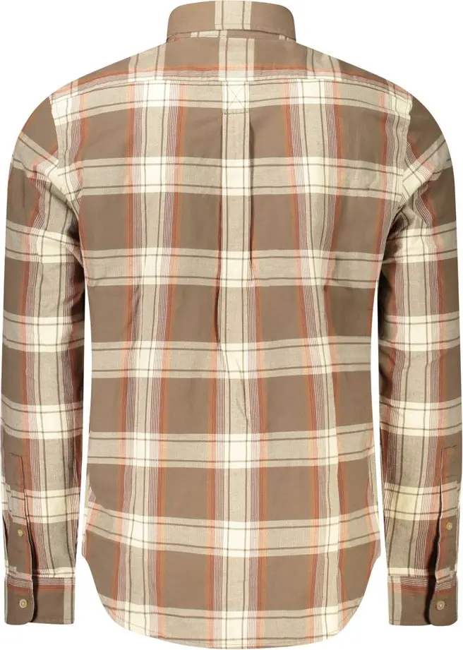 Brown Cotton Men Shirt