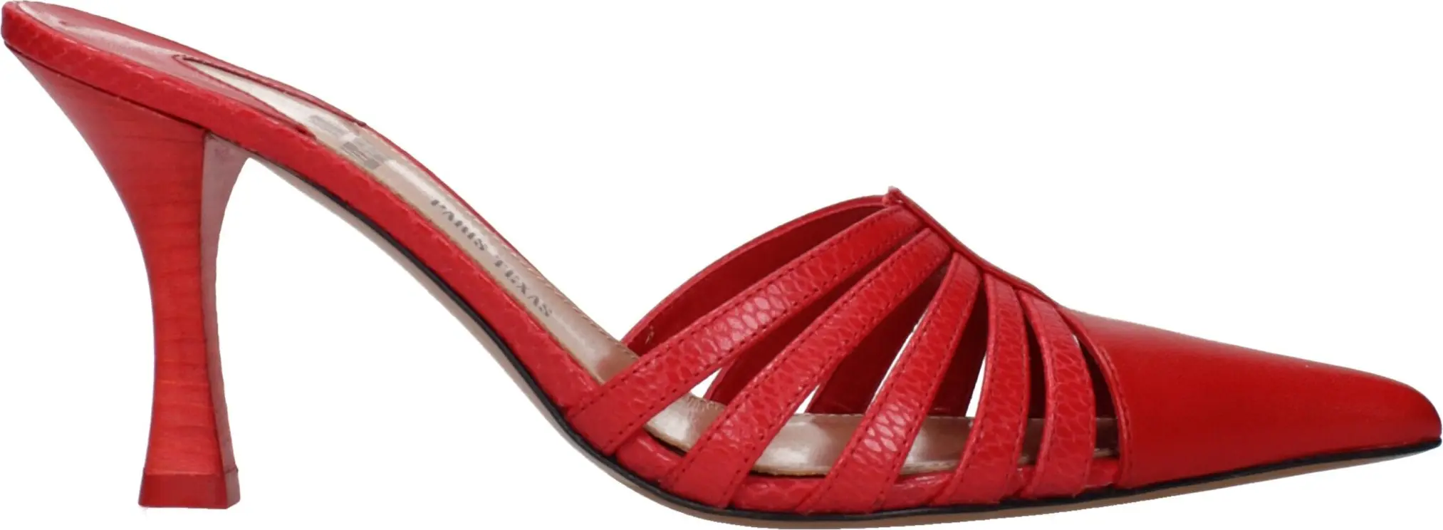 Red Leather Stiletto Heel Sandals Paris Texas