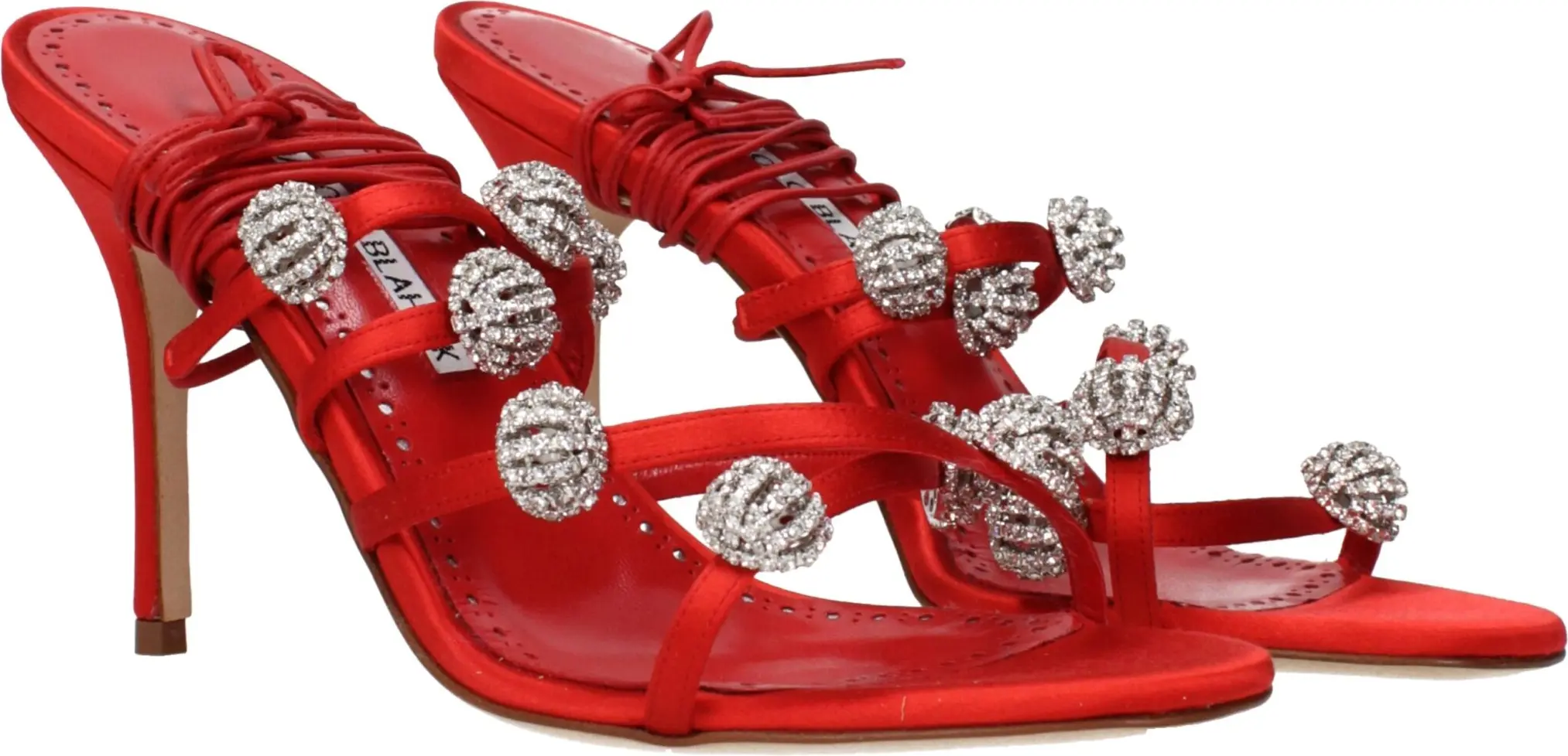 Qizil atlas stilett poshnadagi sandal