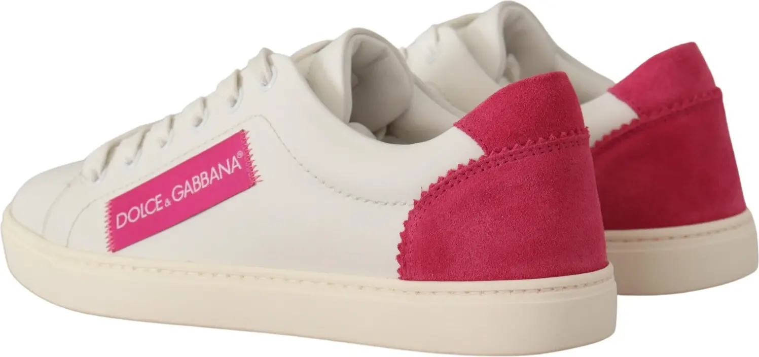 White Suede Leather Low Top Sneakers Shoes Dolce & Gabbana