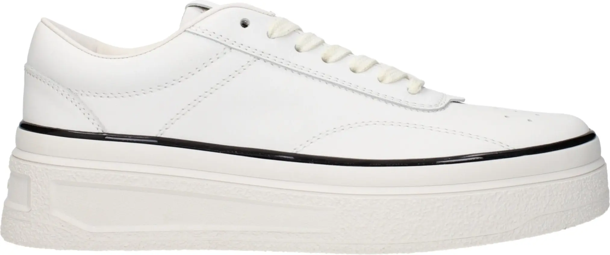 White Leather Platform Sneakers Jil Sander