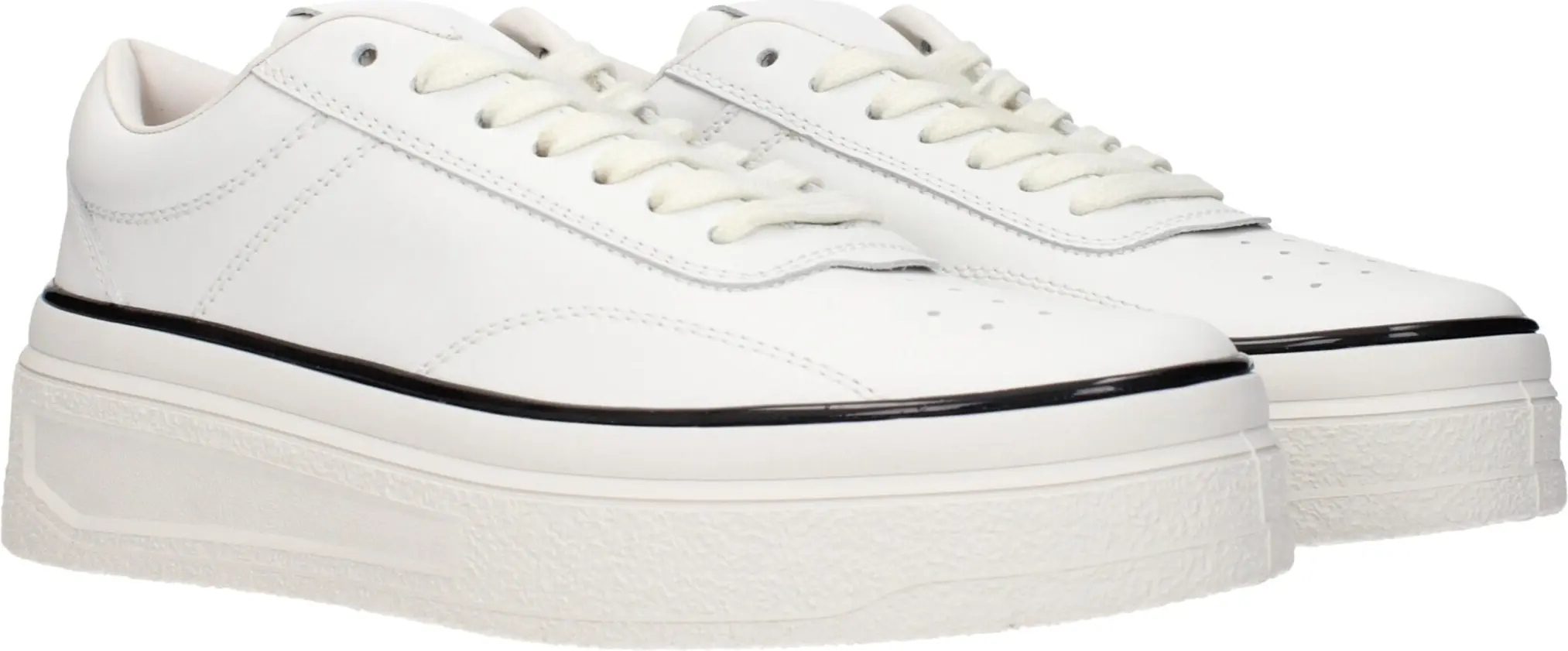 White Leather Platform Sneakers Jil Sander