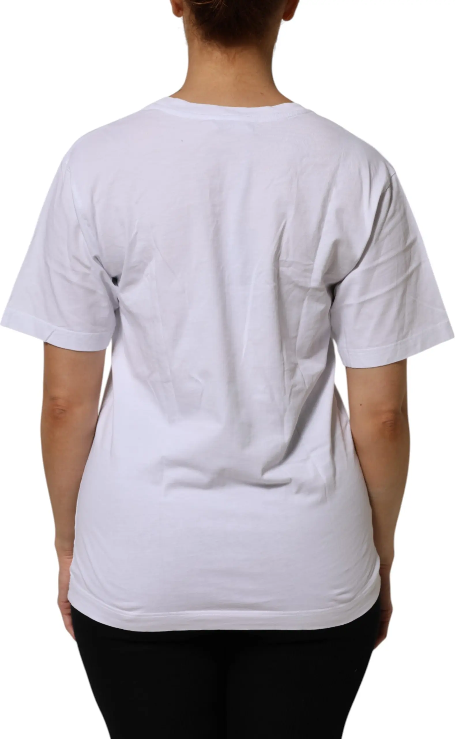 White Cotton V-Neck Short Sleeves T-Shirt Dolce & Gabbana