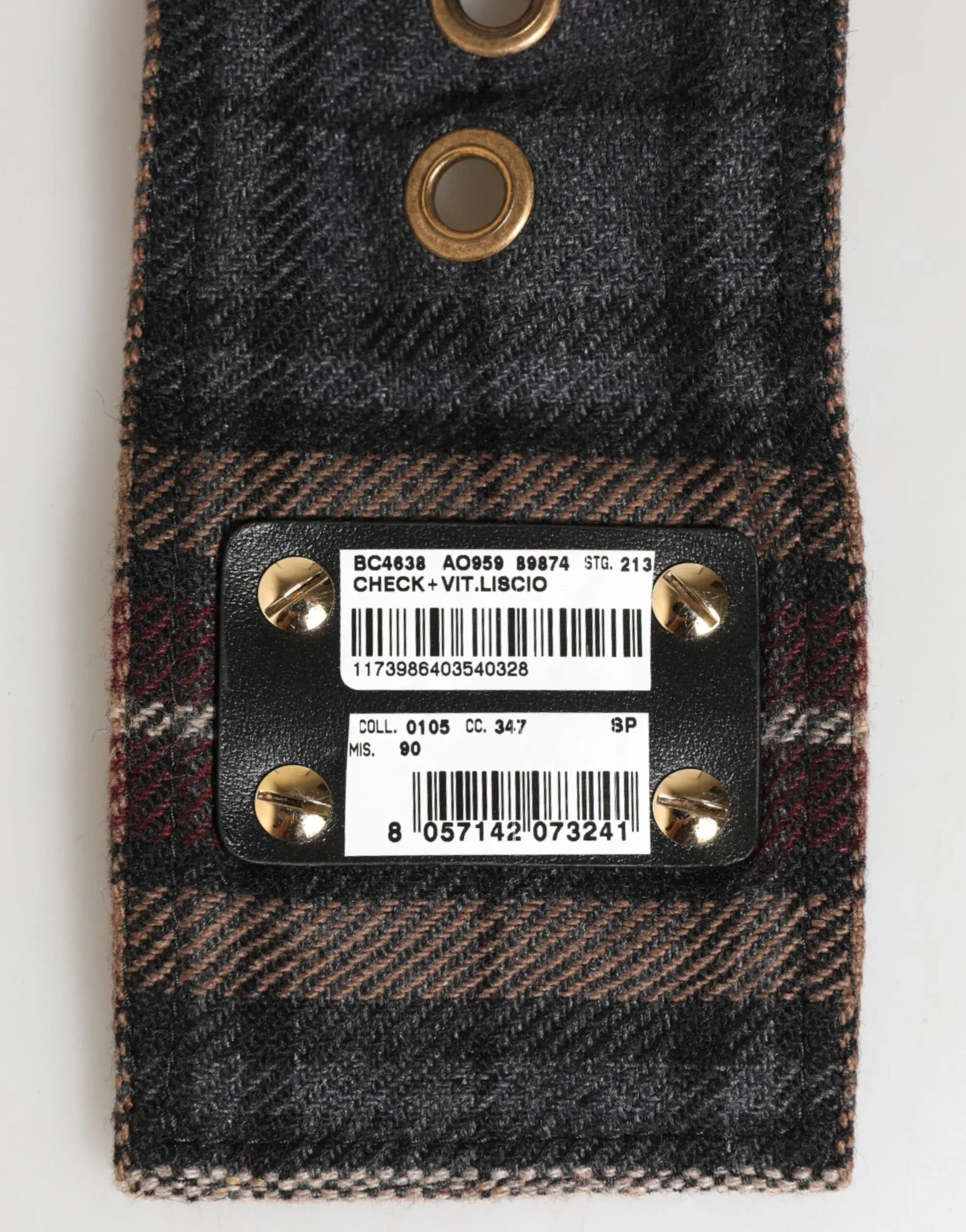 Belt Dolce & Gabbana Plaid Fabric Logo Plate Brass Buckle Belt
