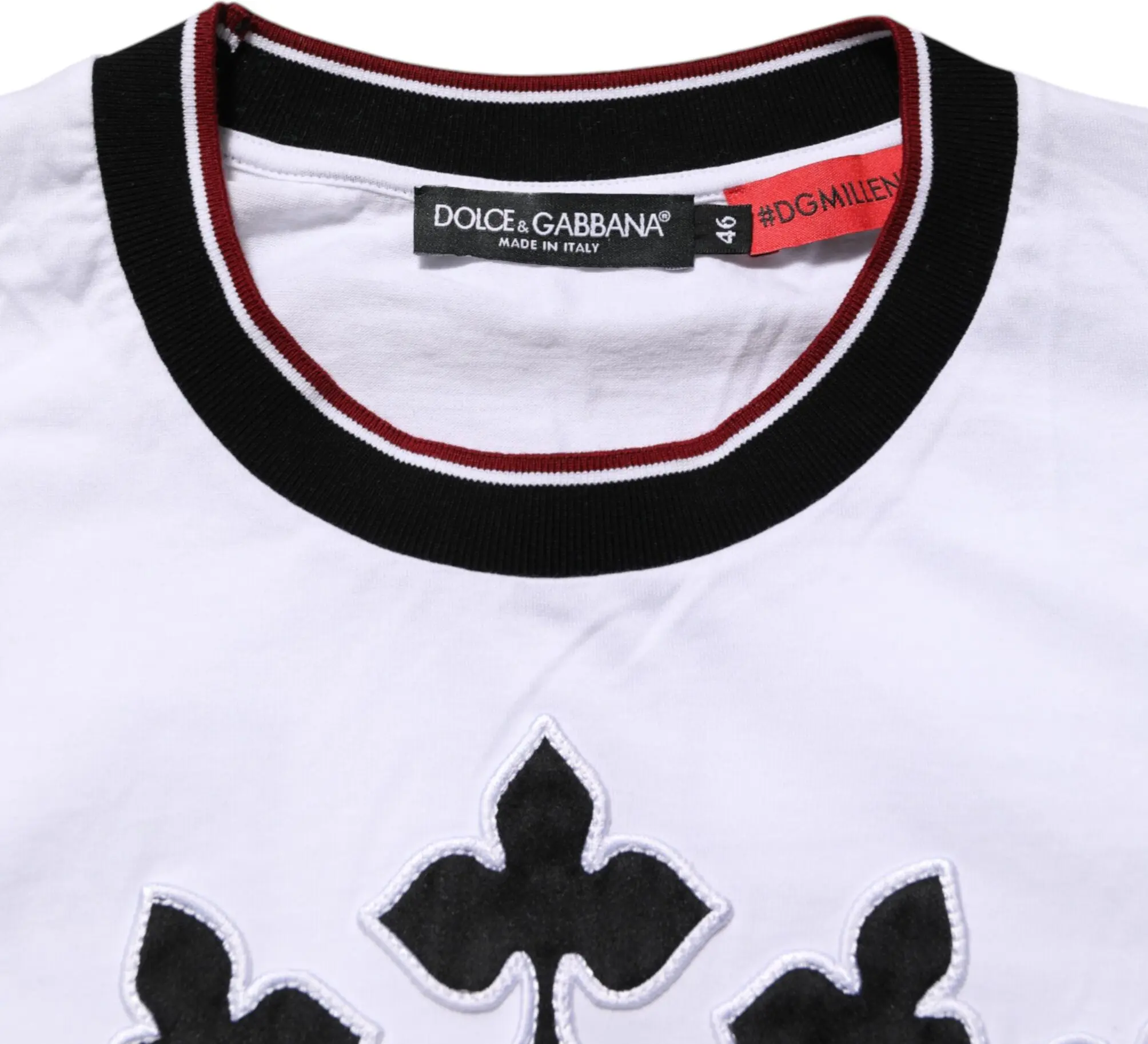 Футболка Белая Хлопковая с вышивкой Король и Корона от Dolce & Gabbana