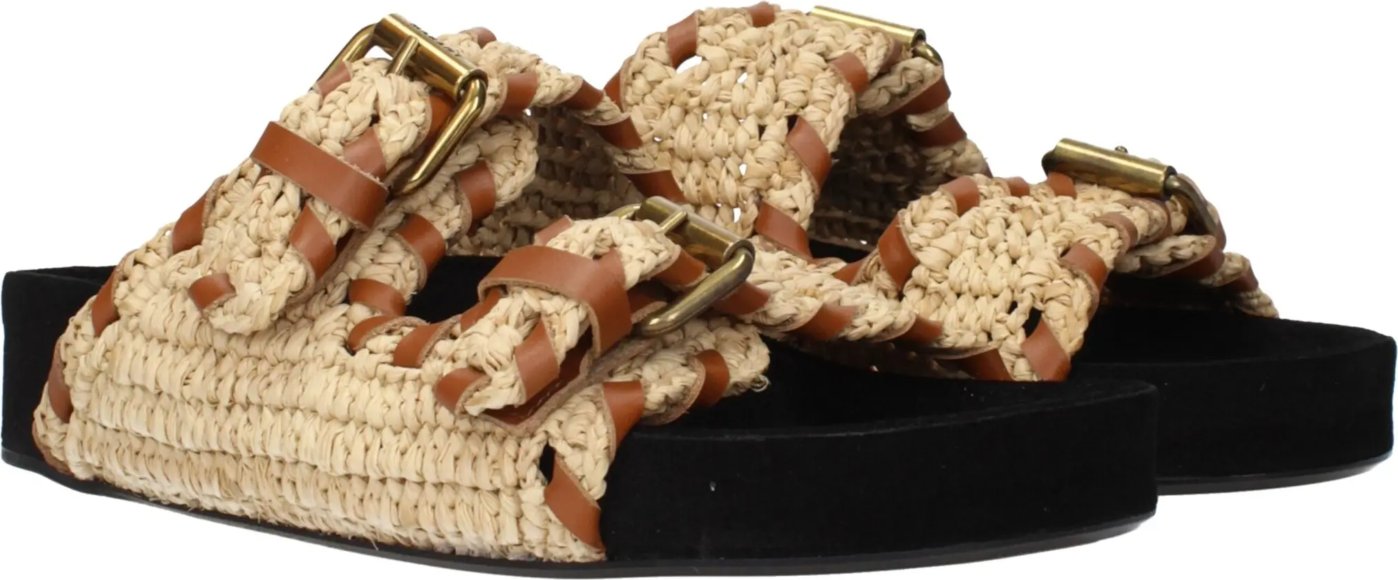 Isabel Marant dan boshqa bej rangdagi raffia shippaklari