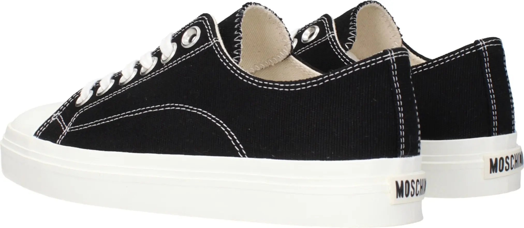 Black Fabric Low Top Sneakers Moschino