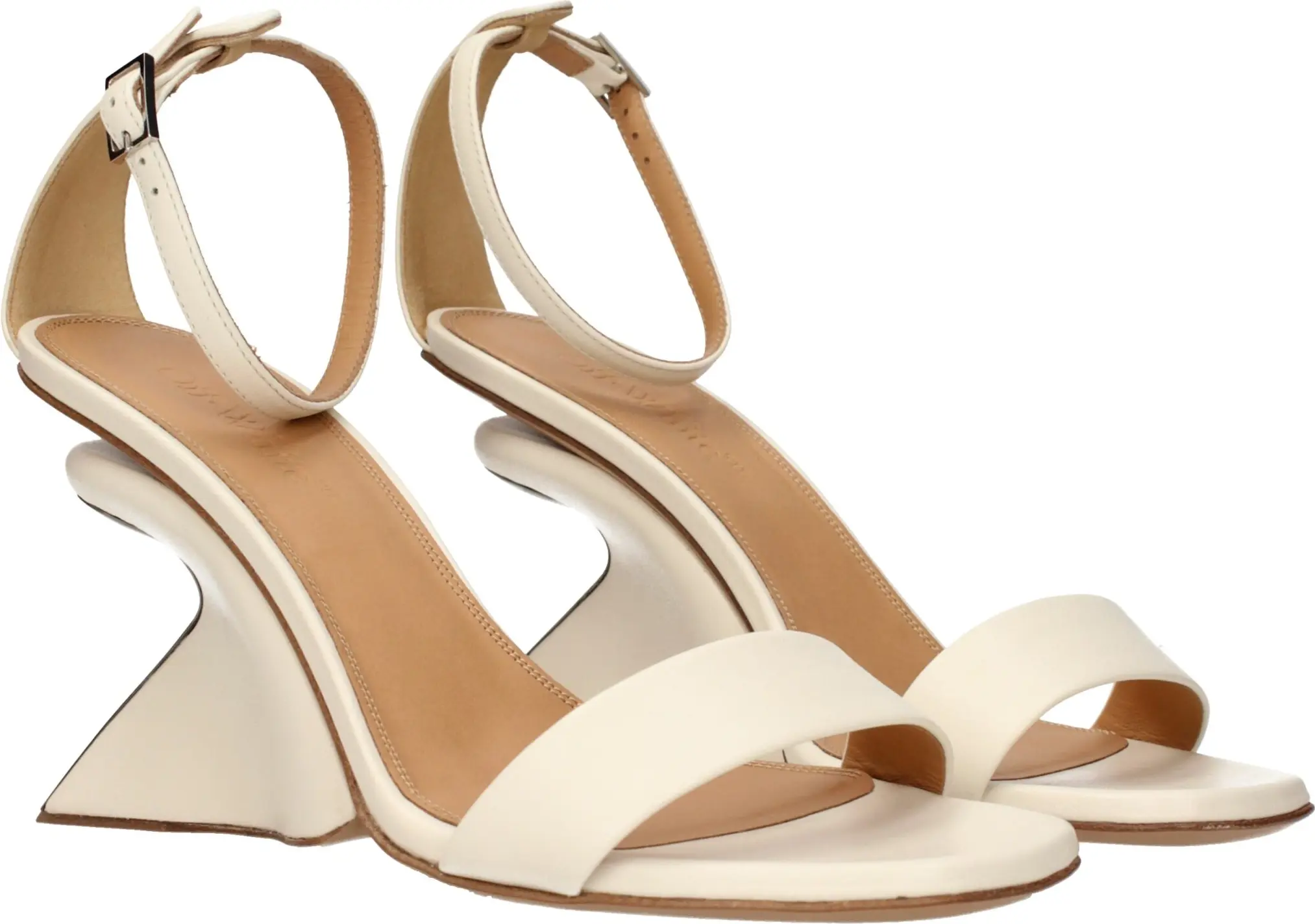 Off-White Bei Jiguli Deri Platform Sandal
