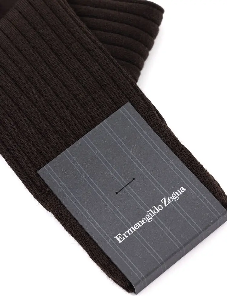 Brown Wool Socks ZEGNA
