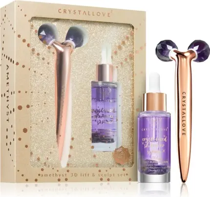 Facial Care Set Crystalove Golden Amethyst 3D Lift & Sculpt Set
