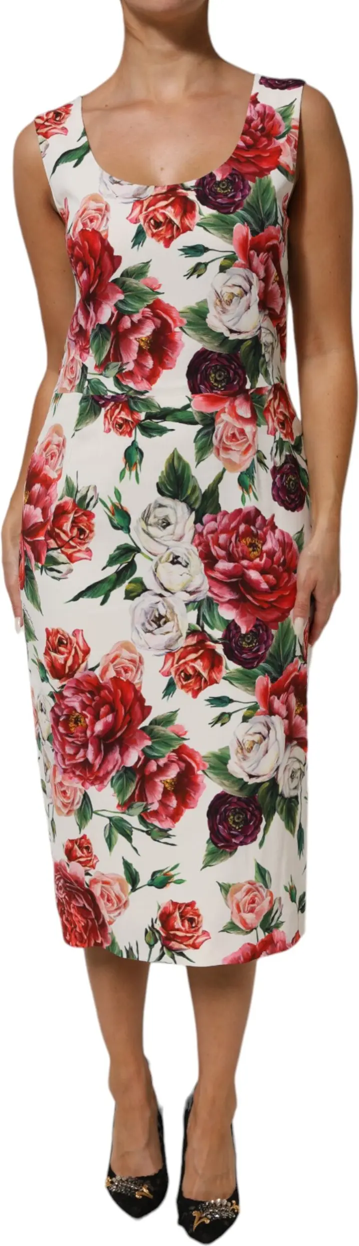 Dolce & Gabbana Multicolor Floral Print Viscose Sheath Dress