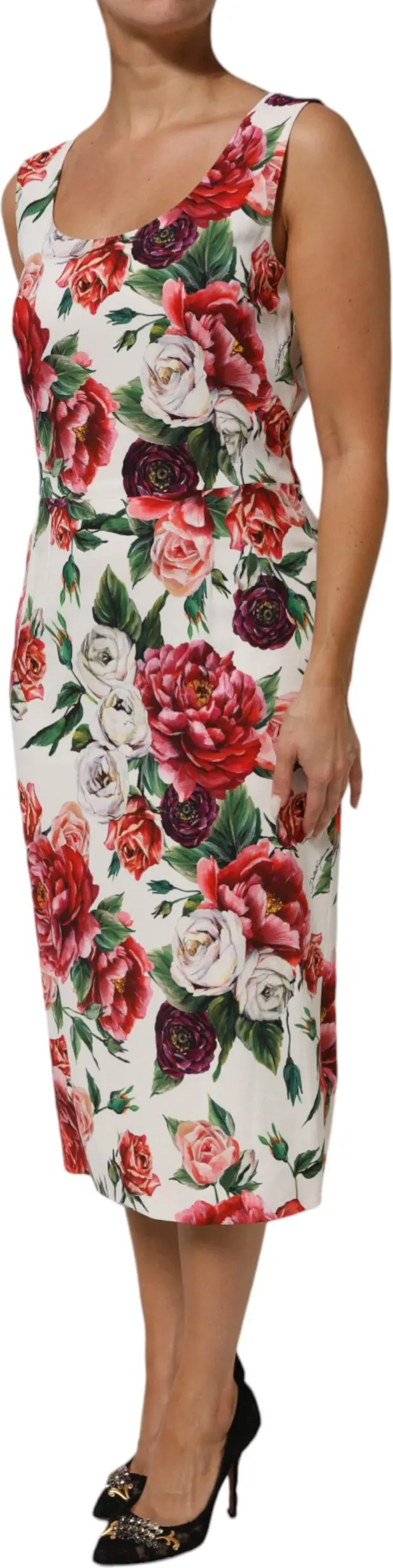 Dolce & Gabbana Multicolor Floral Print Viscose Sheath Dress