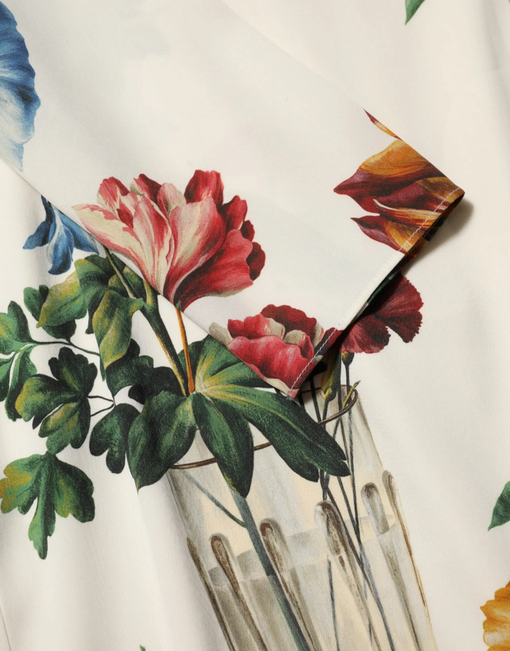 White Flower Vase Silk Sheath Midi Dress by Dolce & Gabbana