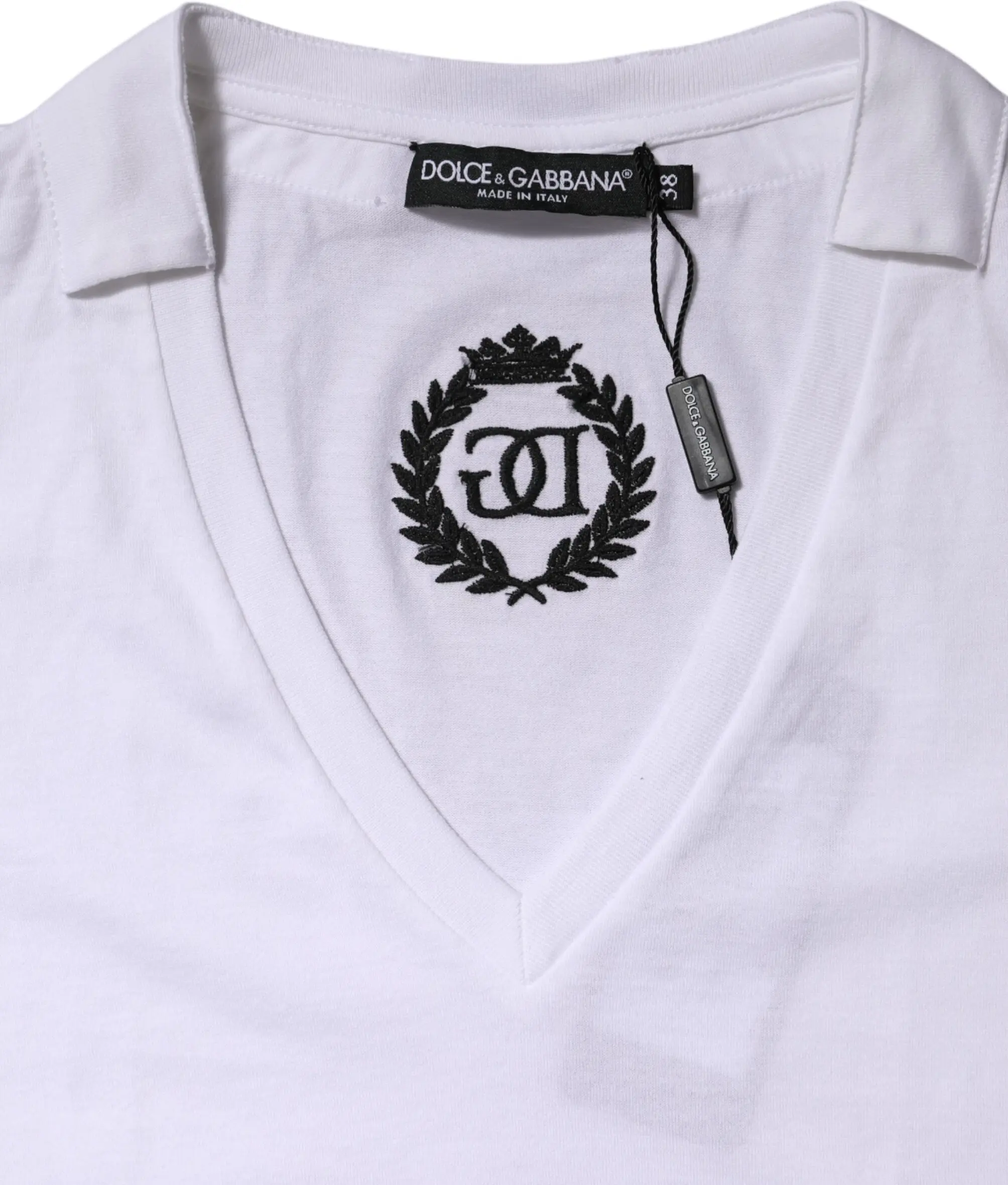 Oq paxta qisqa yengli V-bo'yin futbolka Dolce & Gabbana