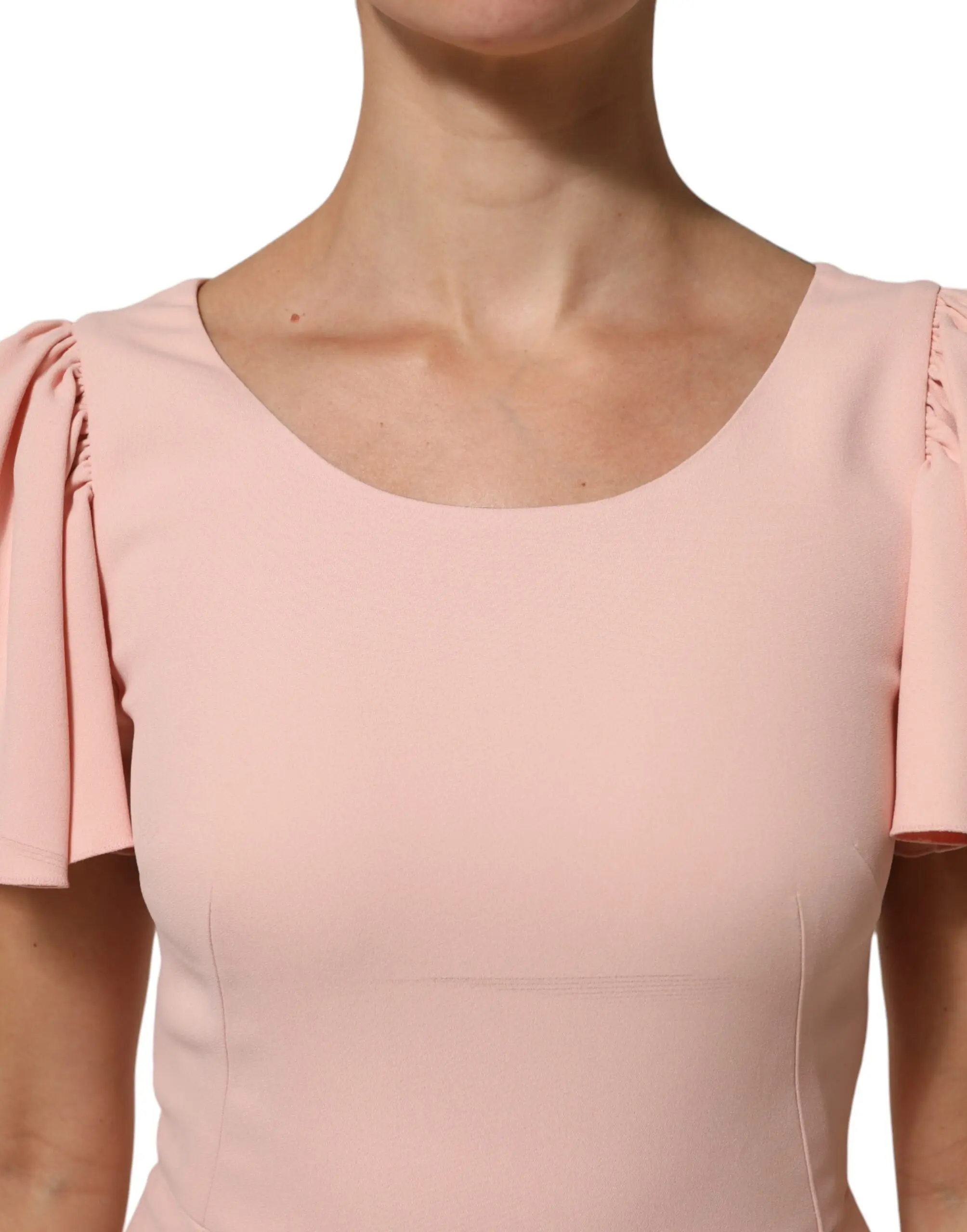 Pink Viscose Sheath Midi Dress by Dolce & Gabbana