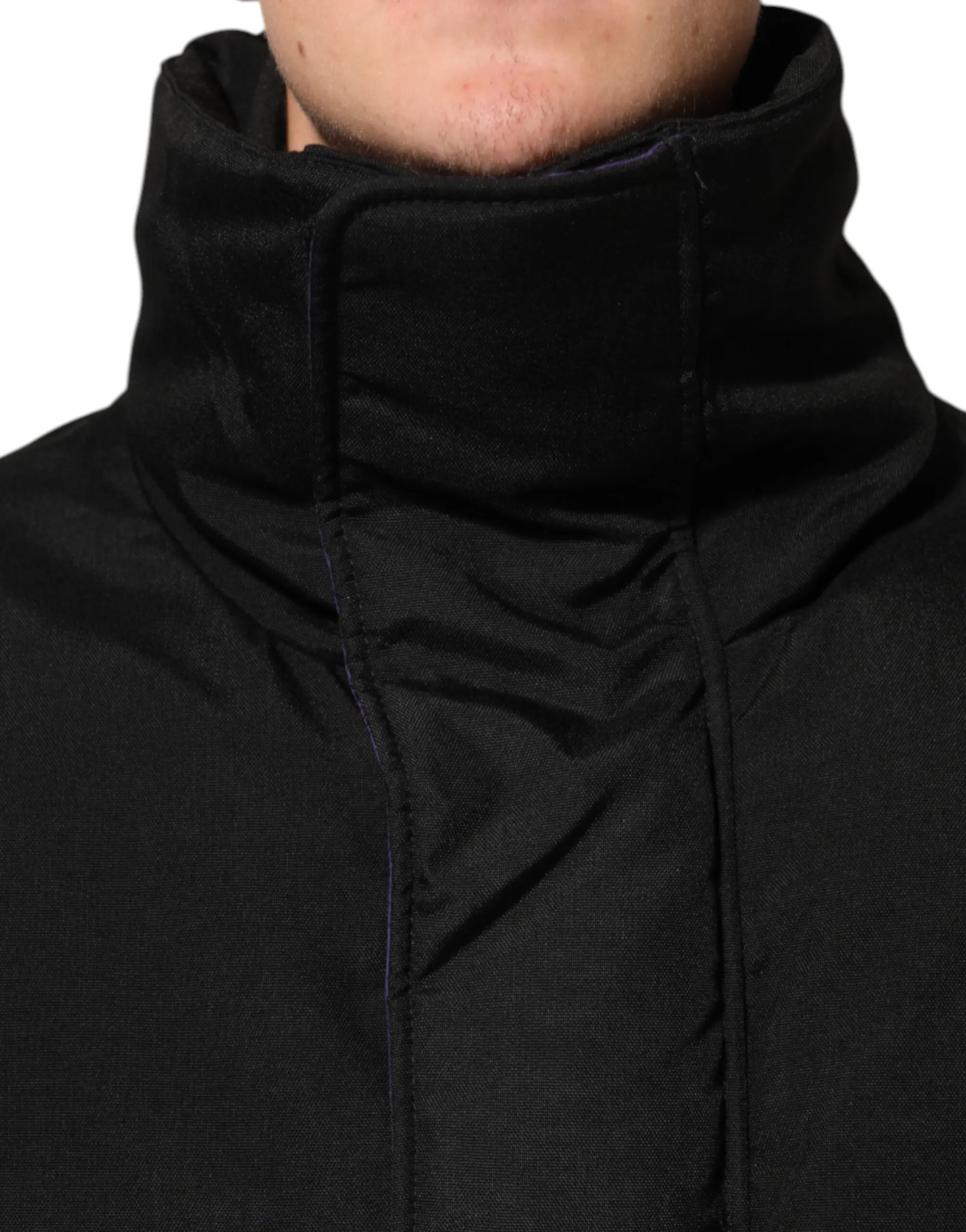 Black Nylon Puffer Full Zip Jacket