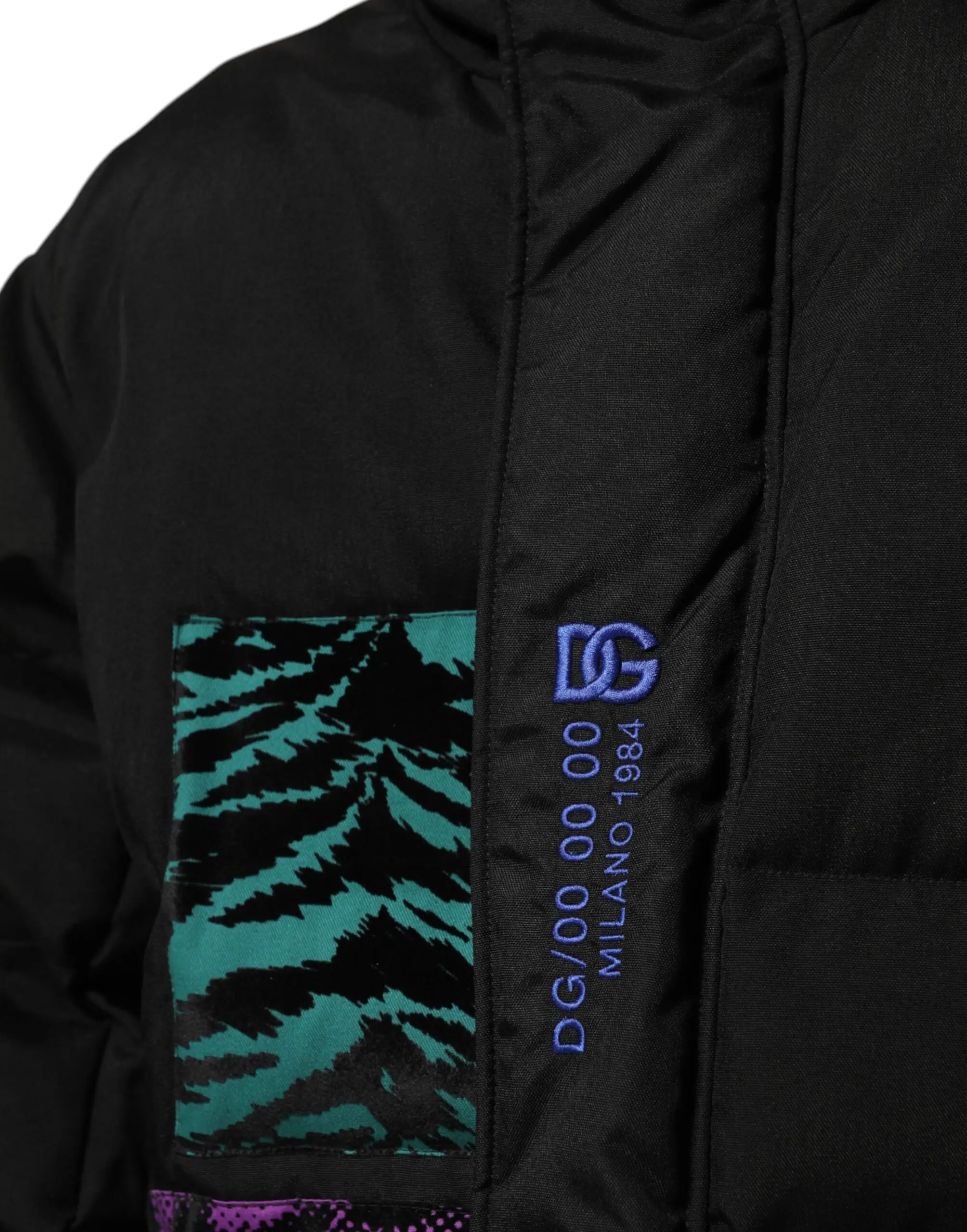 Black Nylon Puffer Full Zip Jacket