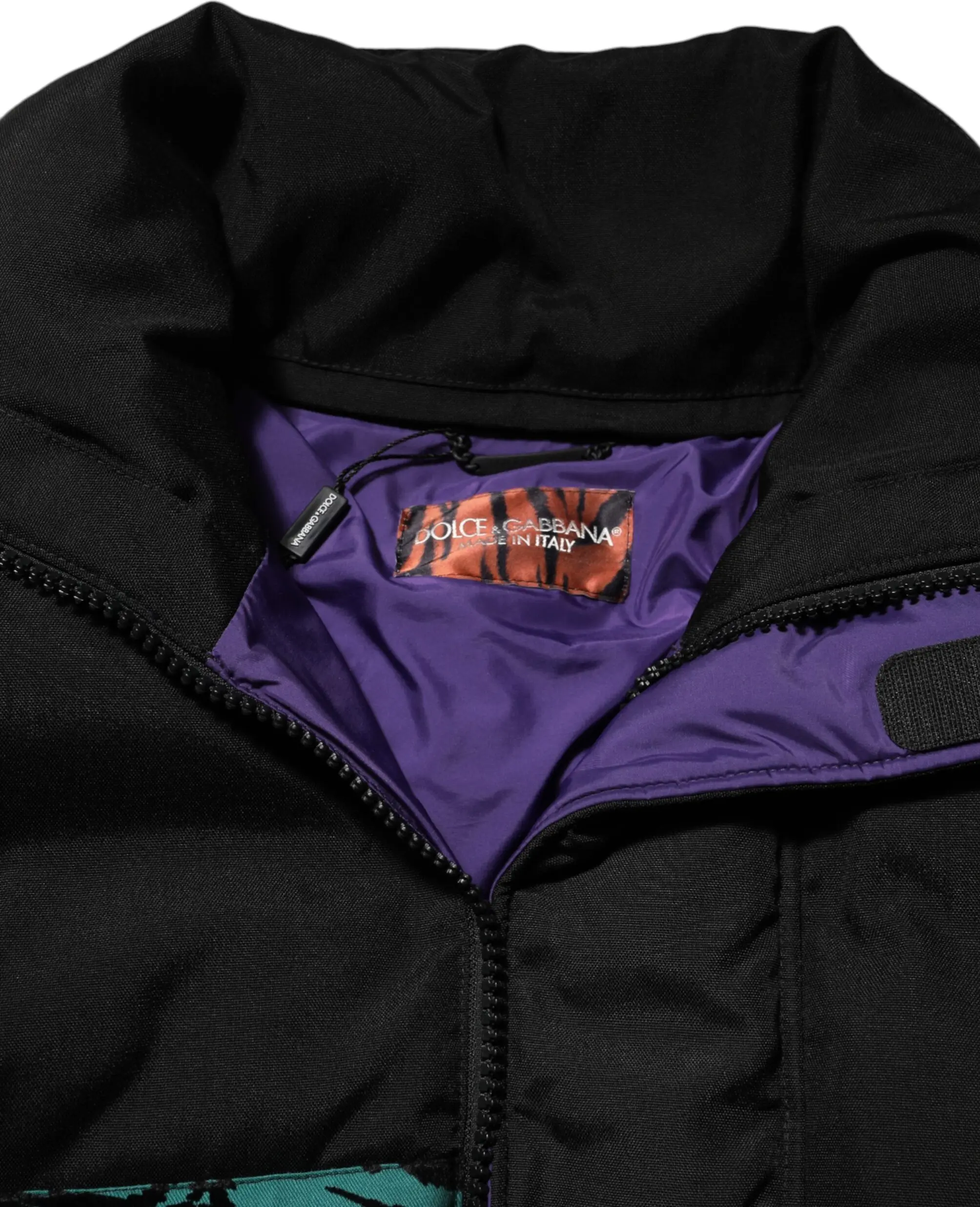 Black Nylon Puffer Full Zip Jacket