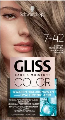 Permanent Hair Color Schwarzkopf Gliss Gliss Color Care & Moisture 7-42 Beige Nude Blonde