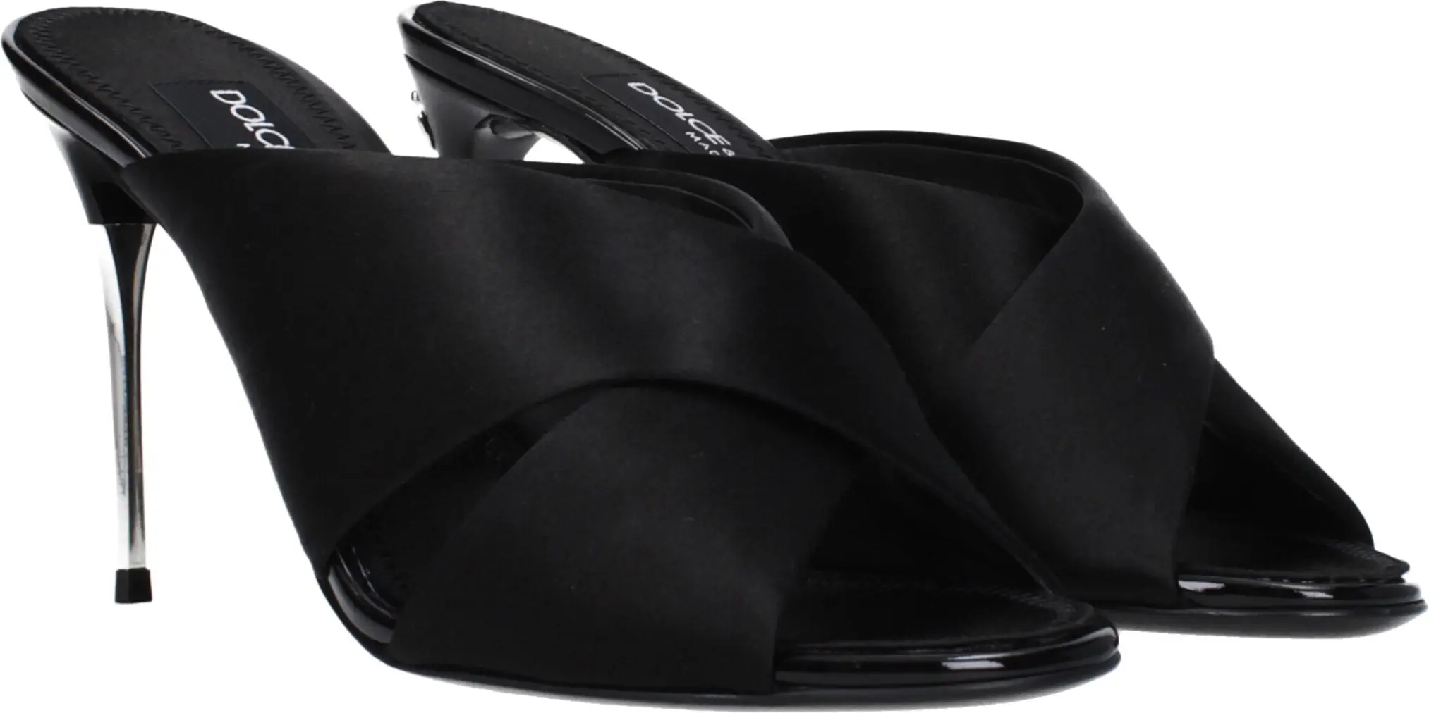 Dolce & Gabbana - Qora ipakdan tikilgan stiletto tovonli sandal