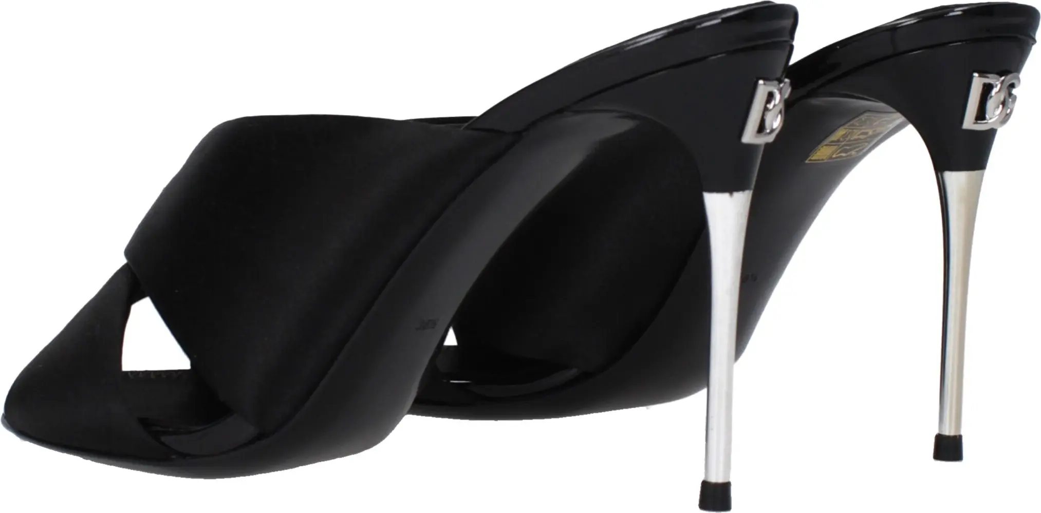 Dolce & Gabbana - Qora ipakdan tikilgan stiletto tovonli sandal